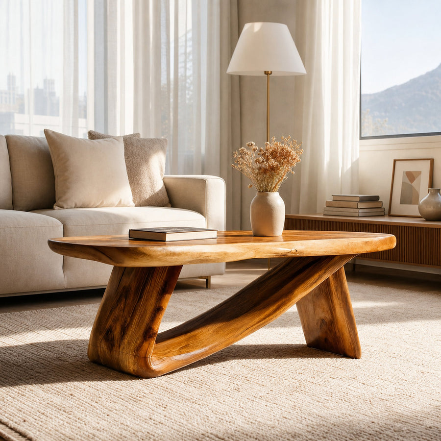 Modern Wooden Live Edge Coffee Table For Furniture Decor And Home Style