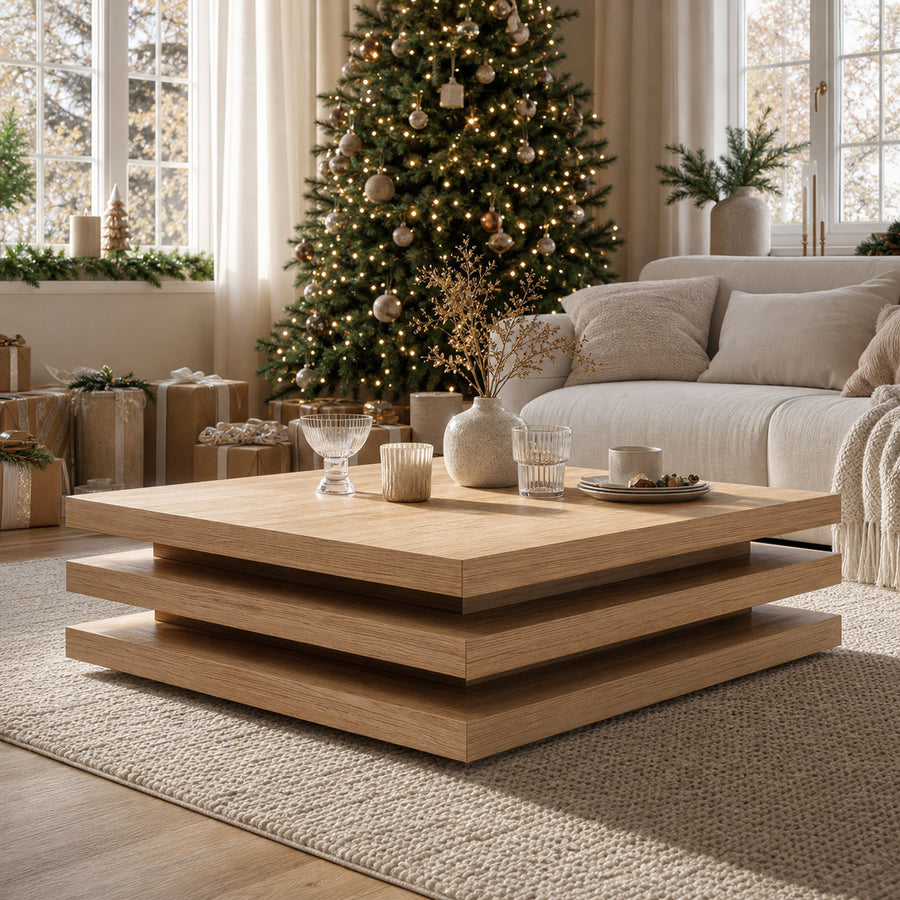 Modern Wooden Live Edge Coffee Table For Holiday Living Room