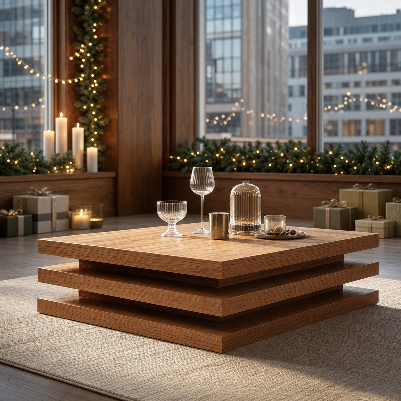 Modern Wooden Live Edge Coffee Table For Holiday Living Room - product view 6