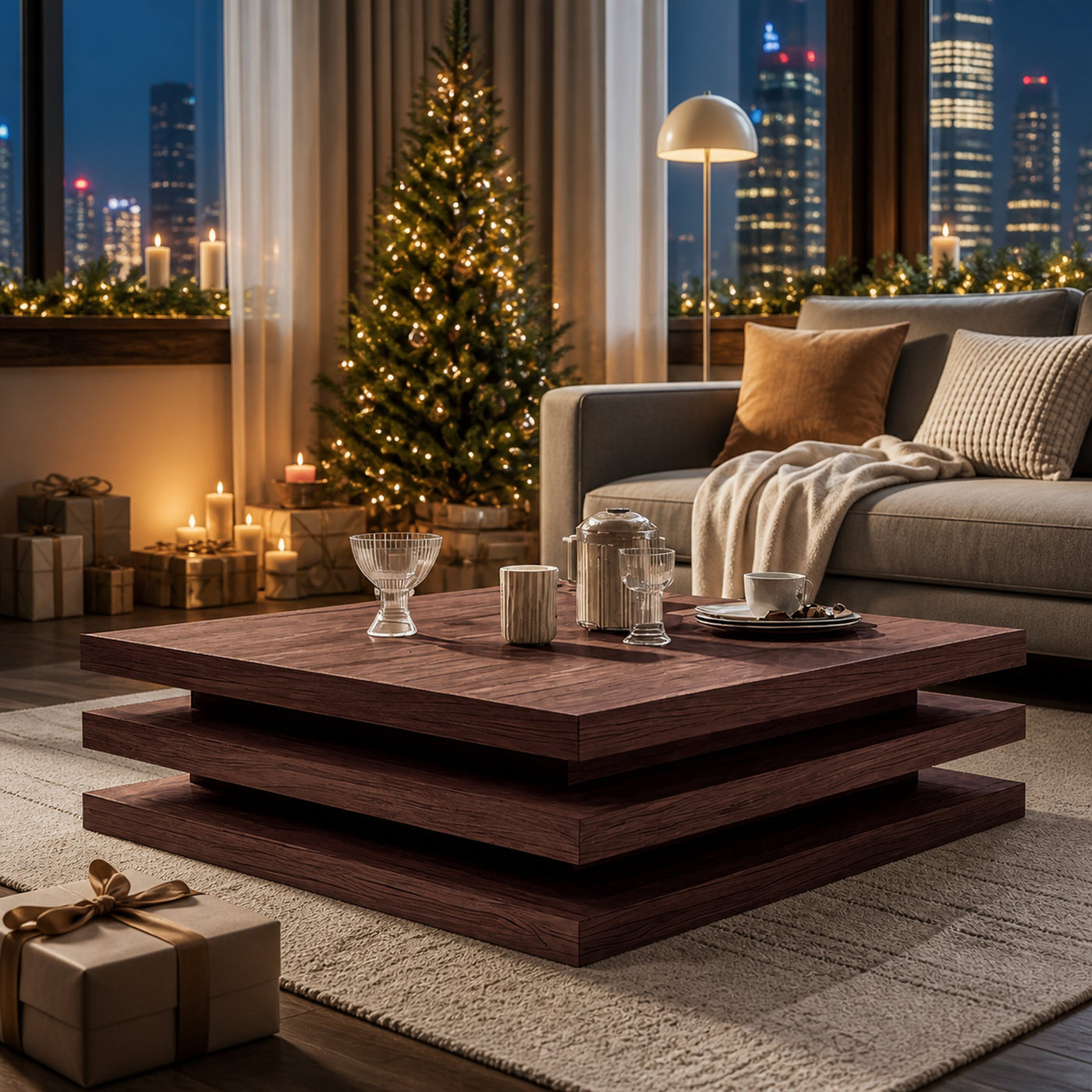 Modern Wooden Live Edge Coffee Table For Holiday Living Room - product view 7