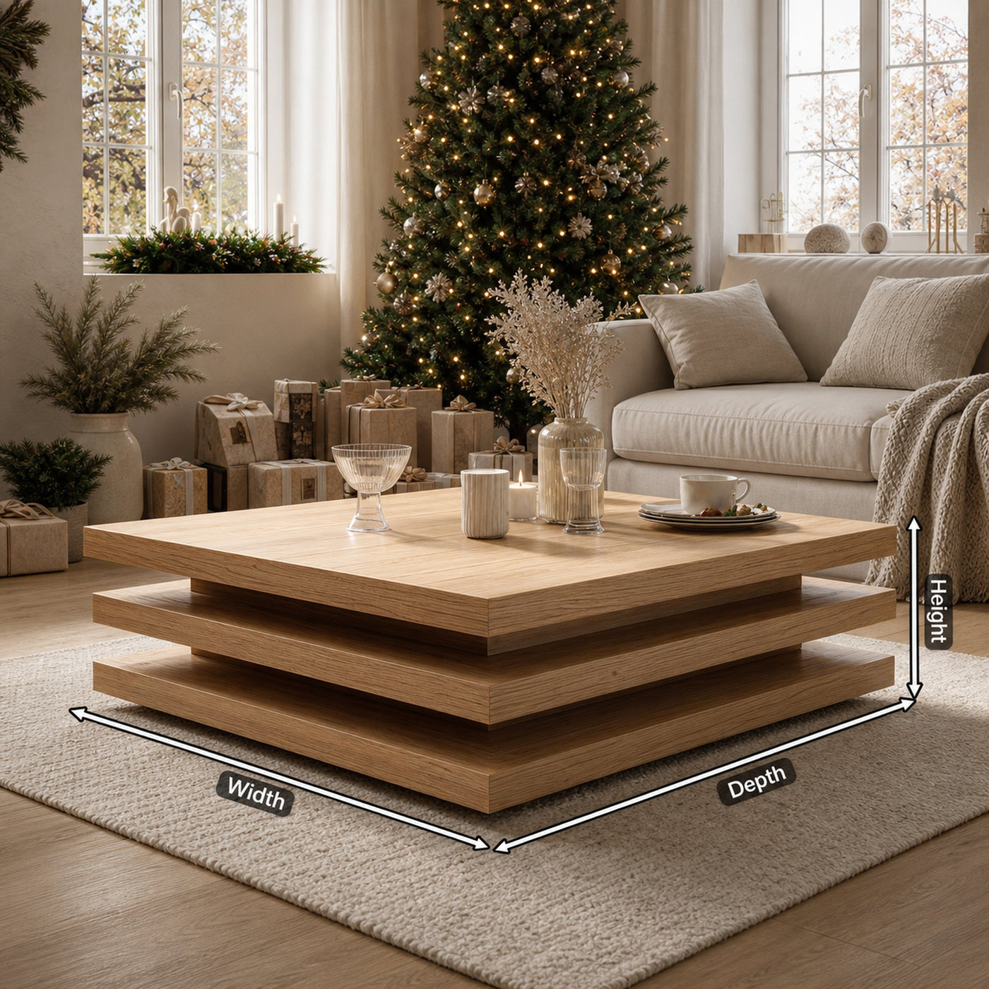 Modern Wooden Live Edge Coffee Table For Holiday Living Room - product view 8