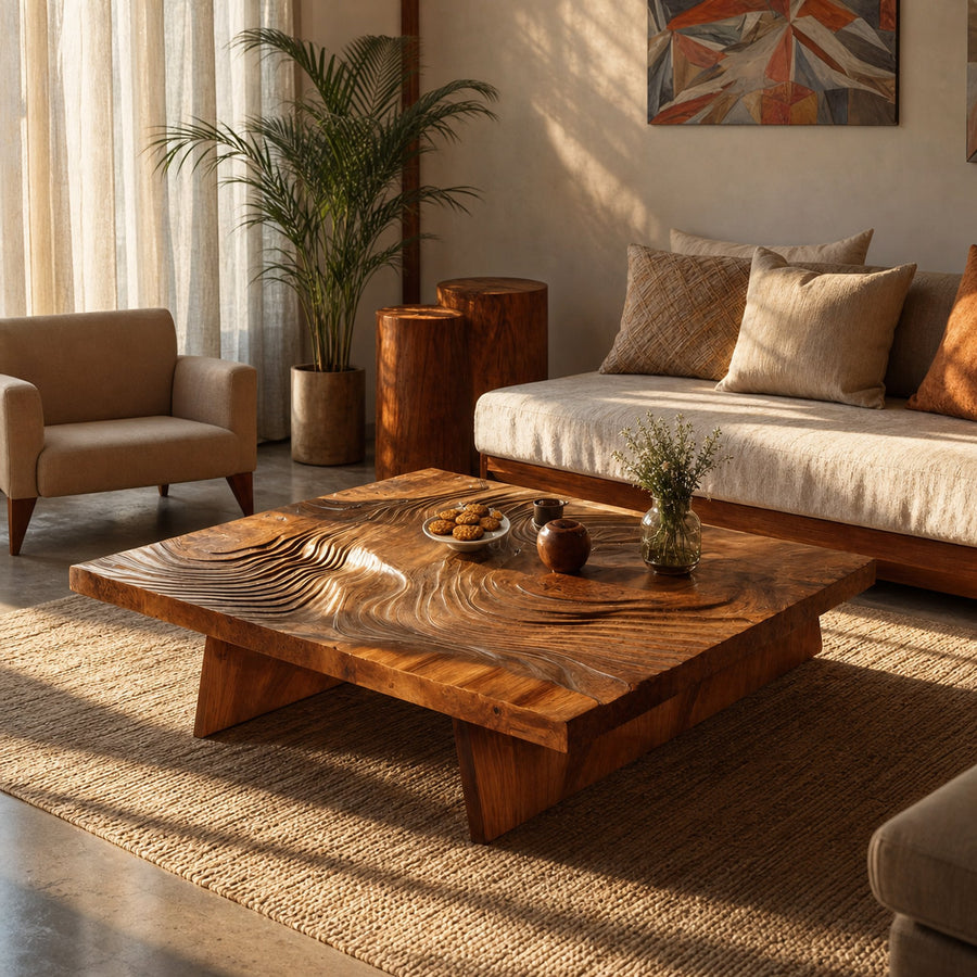 Modern Wooden Live Edge Coffee Table For Living Room Decor