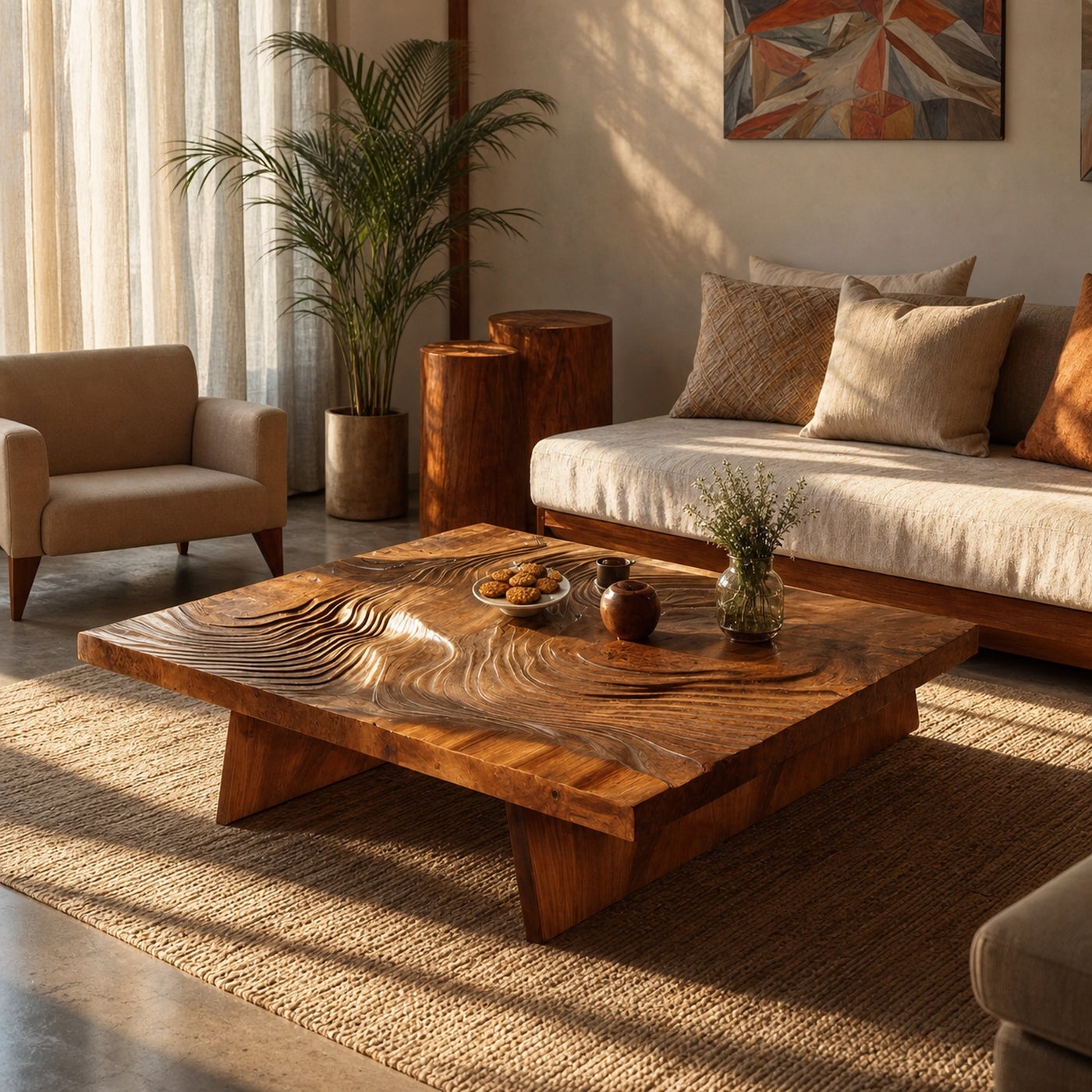 Modern Wooden Live Edge Coffee Table For Living Room Decor
