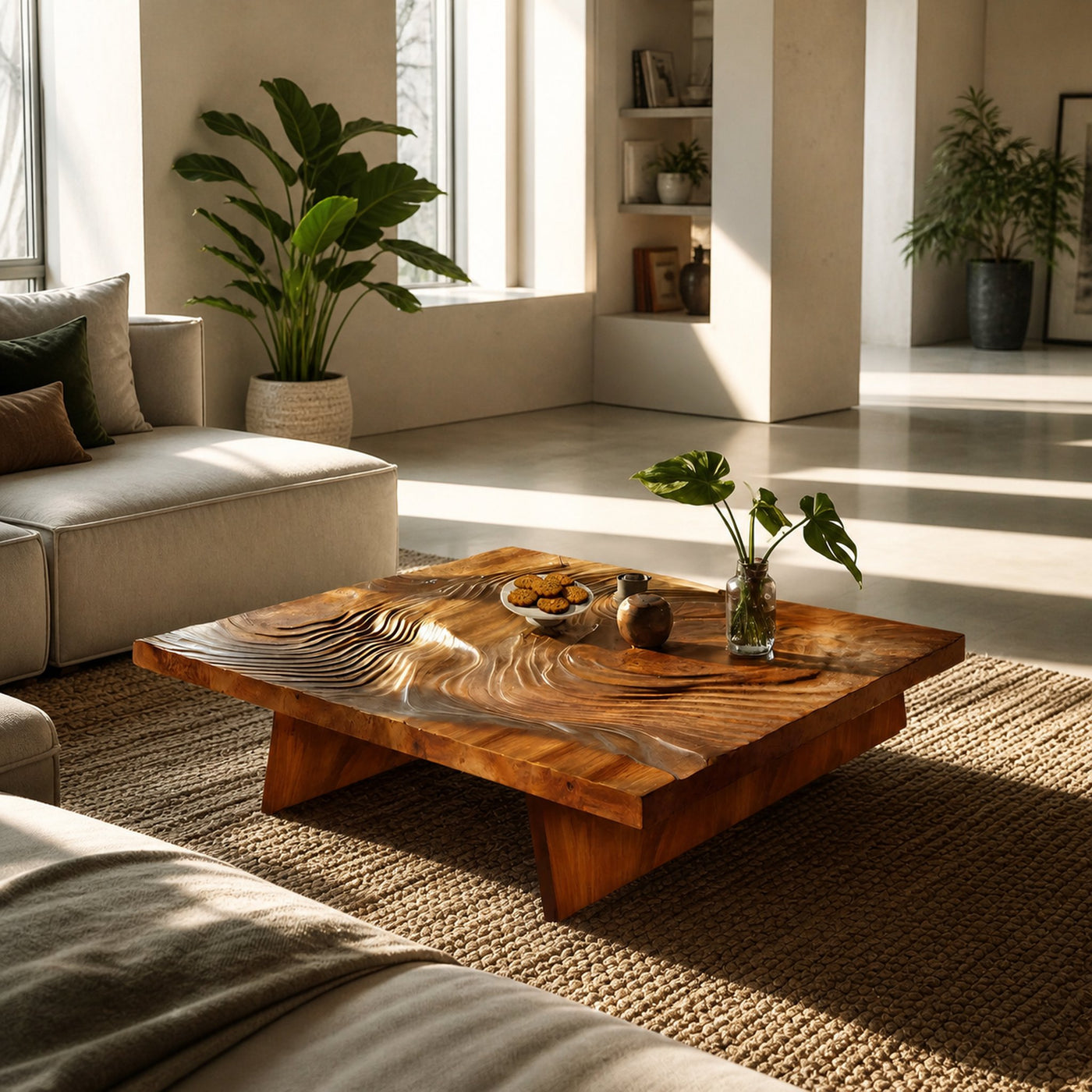 Modern Wooden Live Edge Coffee Table For Living Room Decor - product view 6