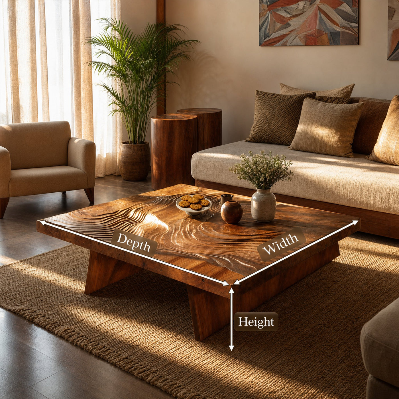 Modern Wooden Live Edge Coffee Table For Living Room Decor - product view 8
