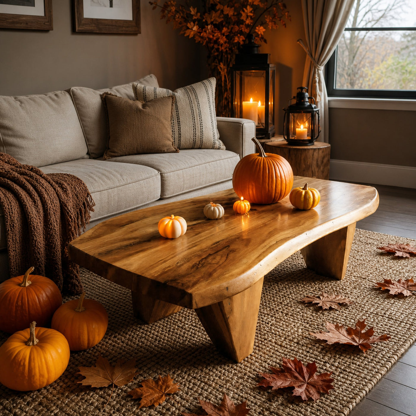 Modern Wooden Live Edge Coffee Table For Living Room Halloween Decor - product view 6