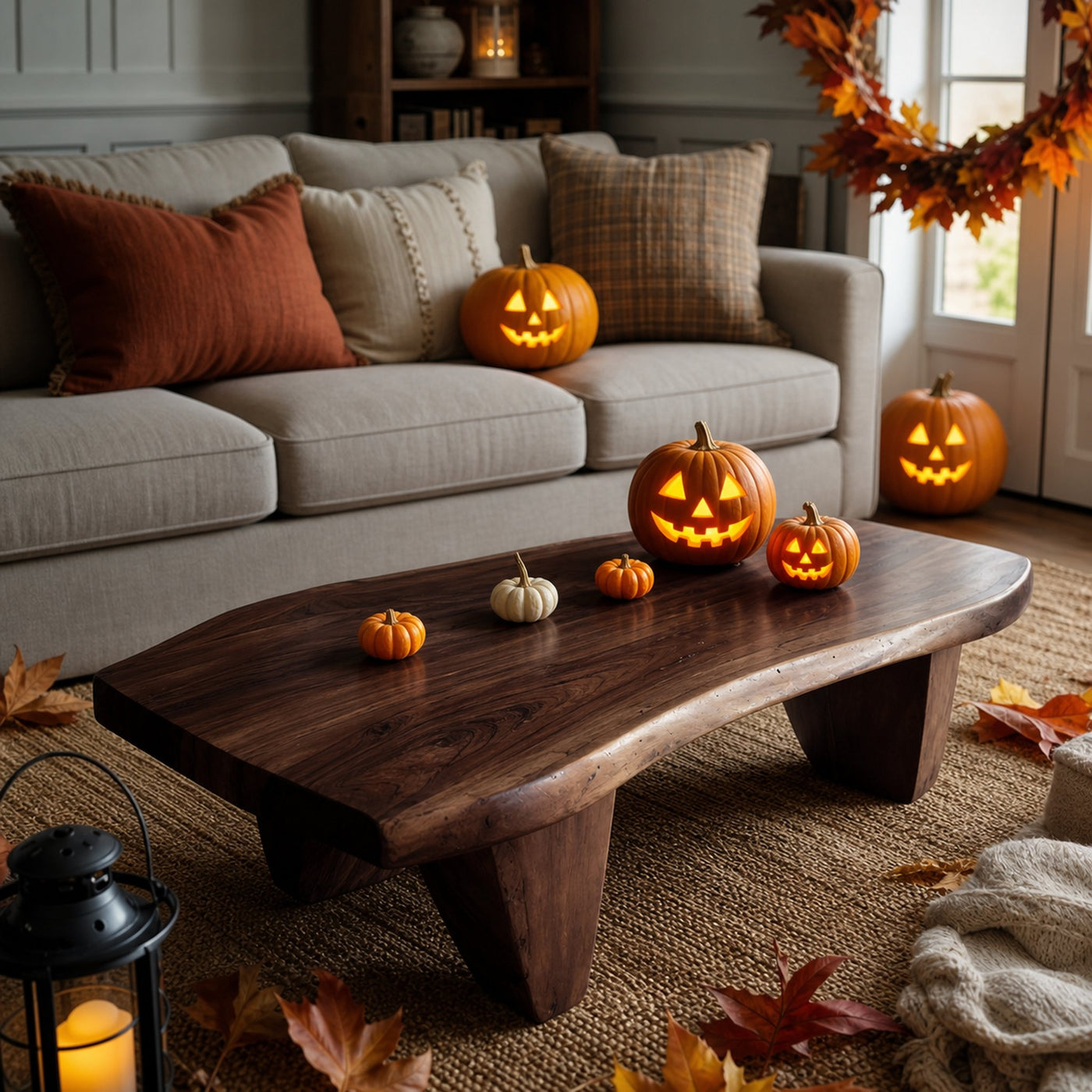 Modern Wooden Live Edge Coffee Table For Living Room Halloween Decor - product view 7