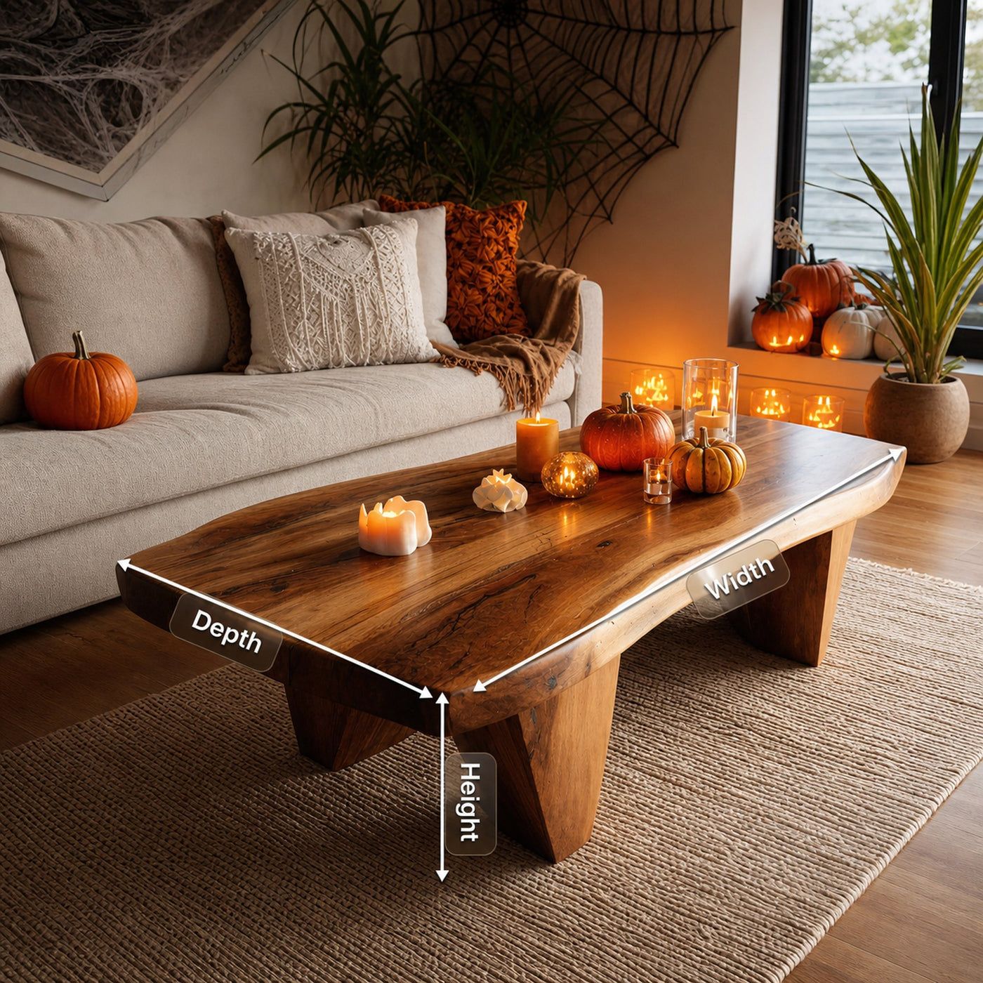 Modern Wooden Live Edge Coffee Table For Living Room Halloween Decor - product view 8