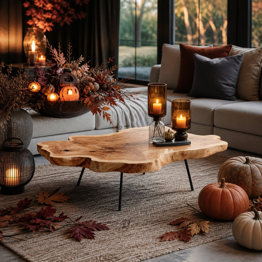 Modern Wooden Live Edge Coffee Table For Living Room Halloween Design