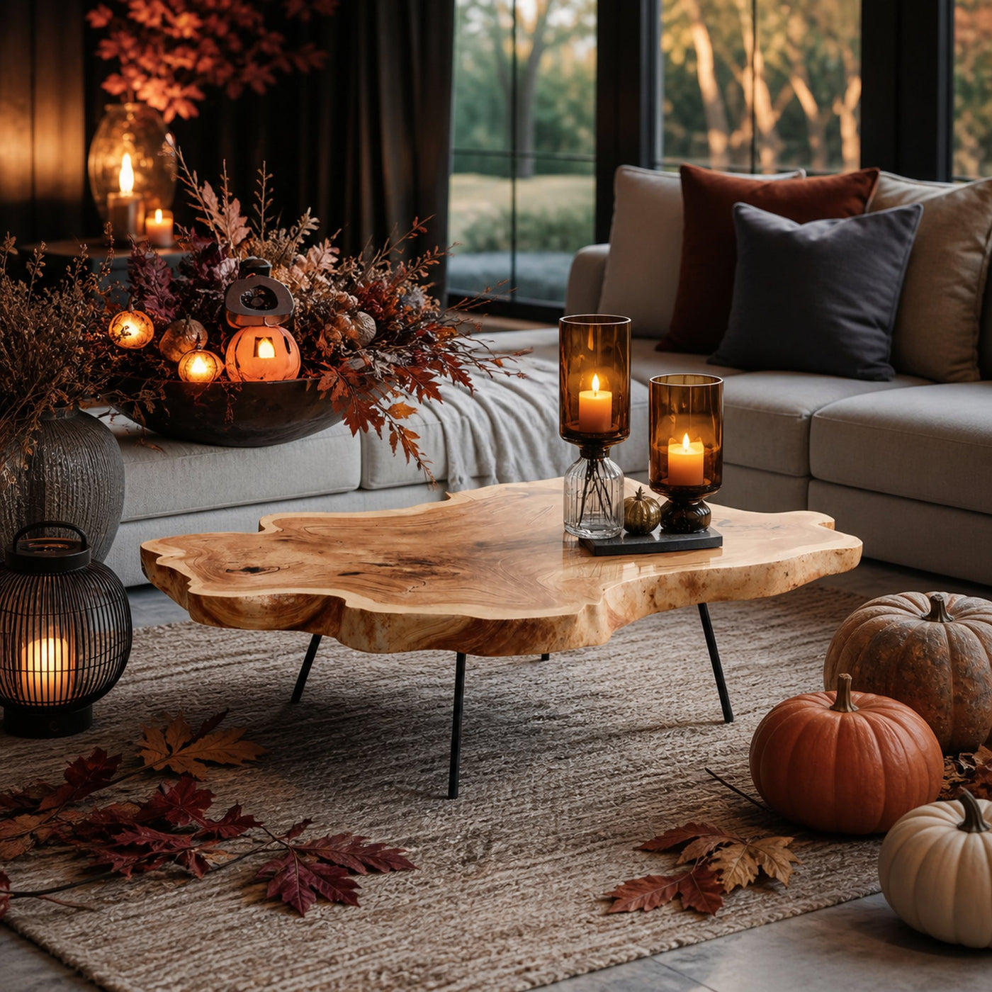 Modern Wooden Live Edge Coffee Table For Living Room Halloween Design