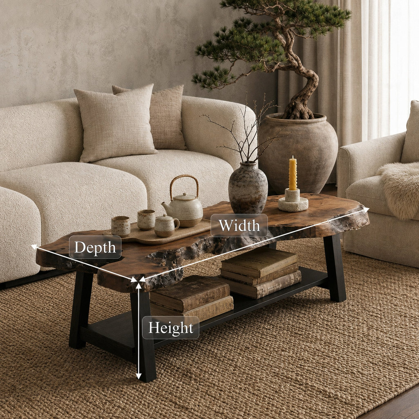 Natural Edge Wood Coffee Table For Living Room - product view 7