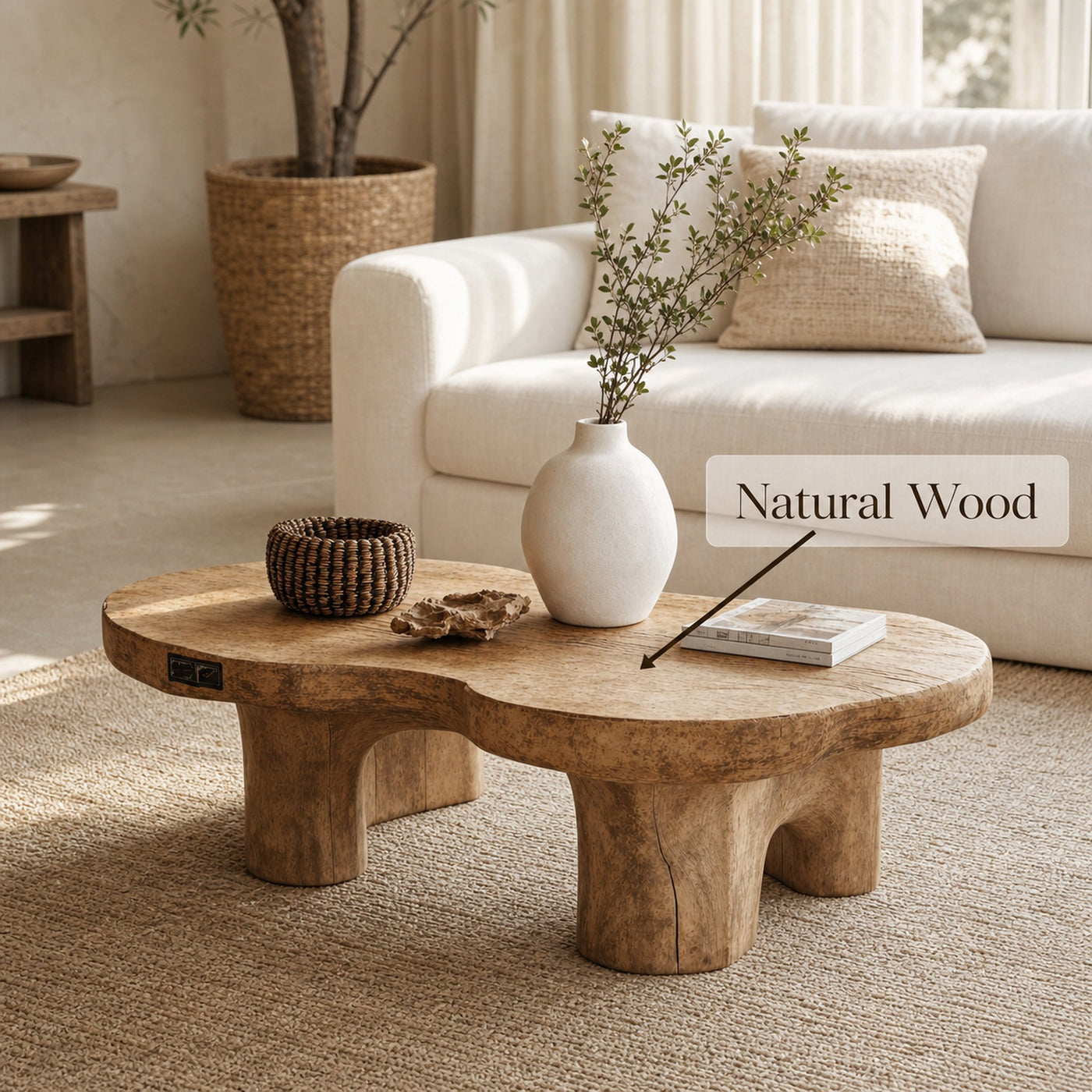 Natural Finish Wood Coffee Table For Organic Home Decor - product view 6
