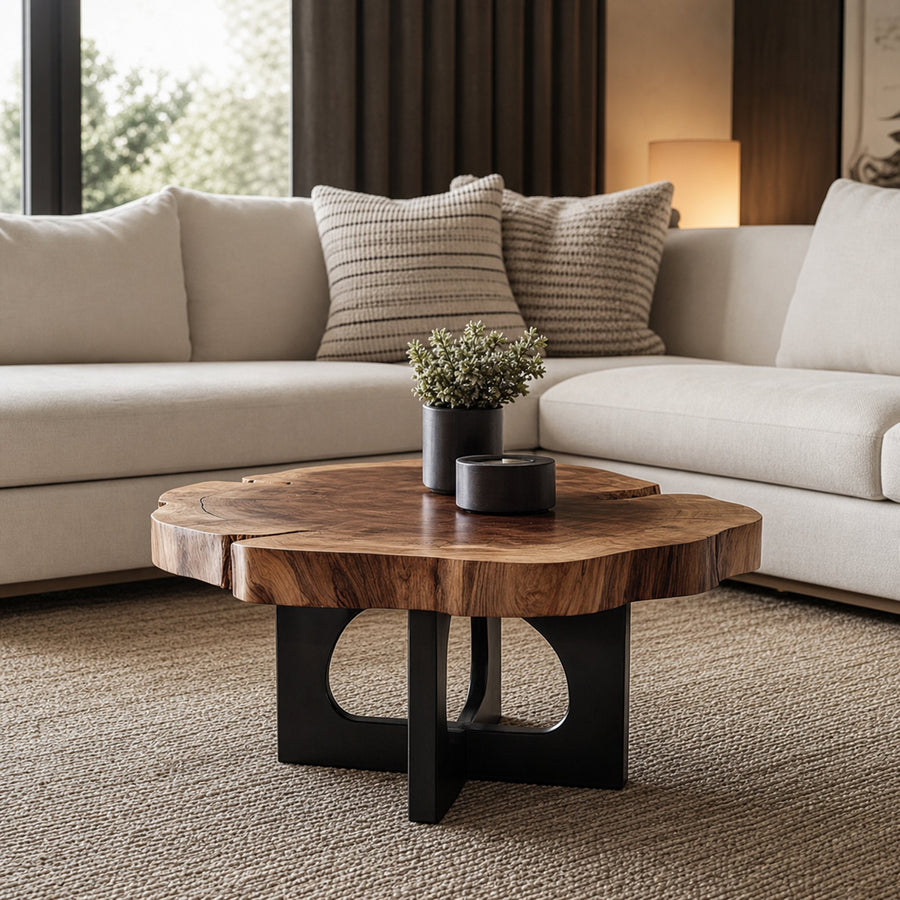 Natural Live Edge Coffee Table Living Room Interior