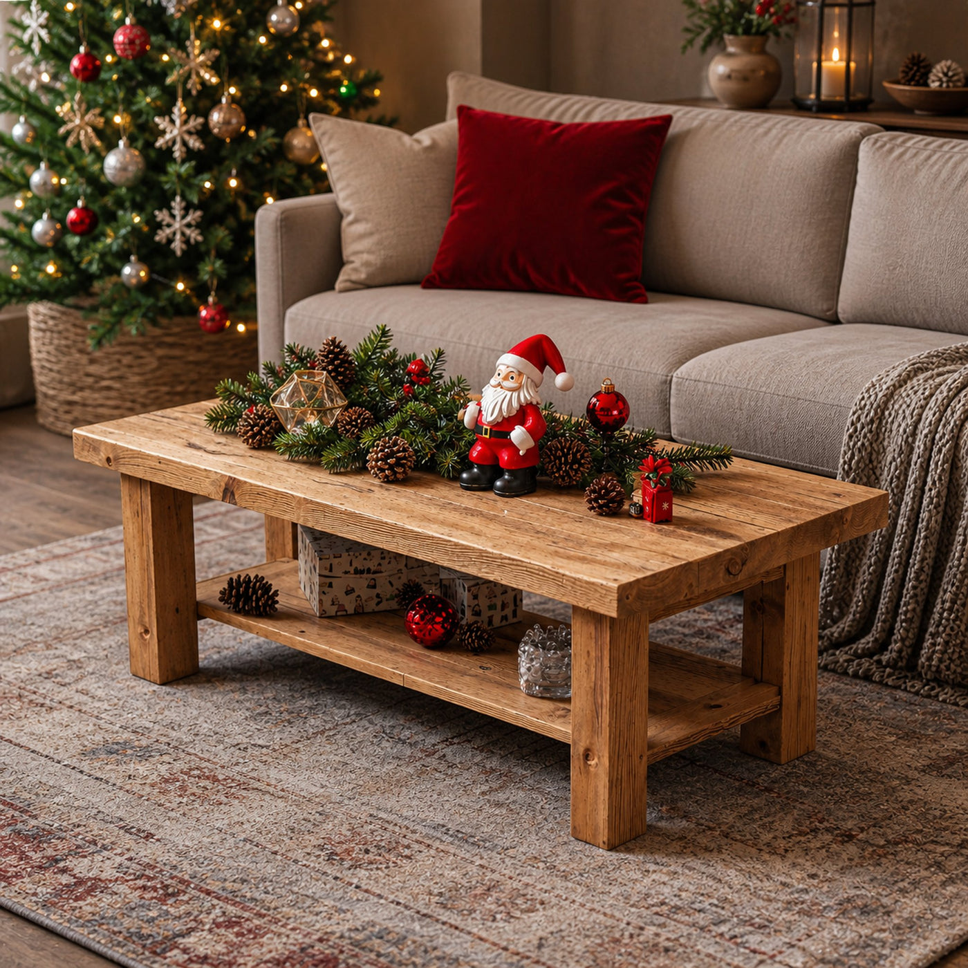 Natural Wood Coffee Table Farmhouse Decor