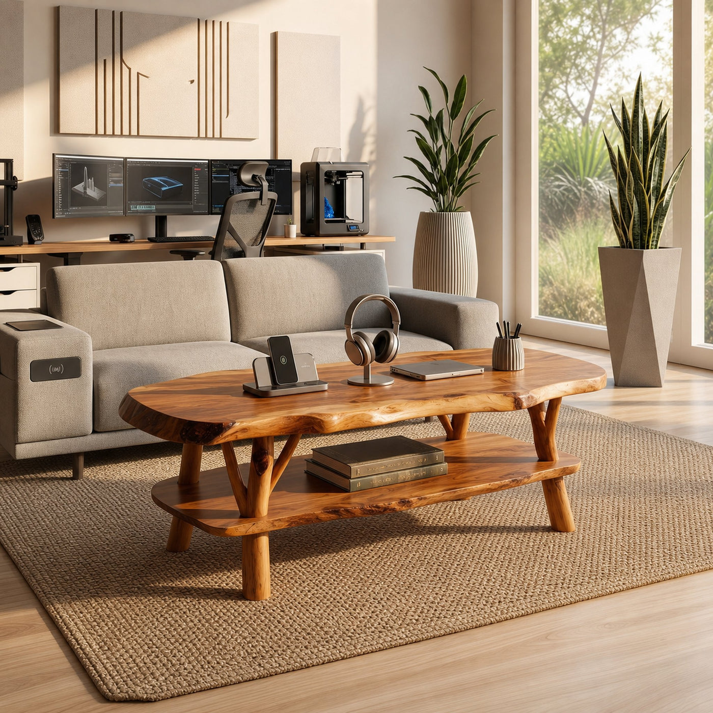 Natural Wood Coffee Table For Studio Lounge