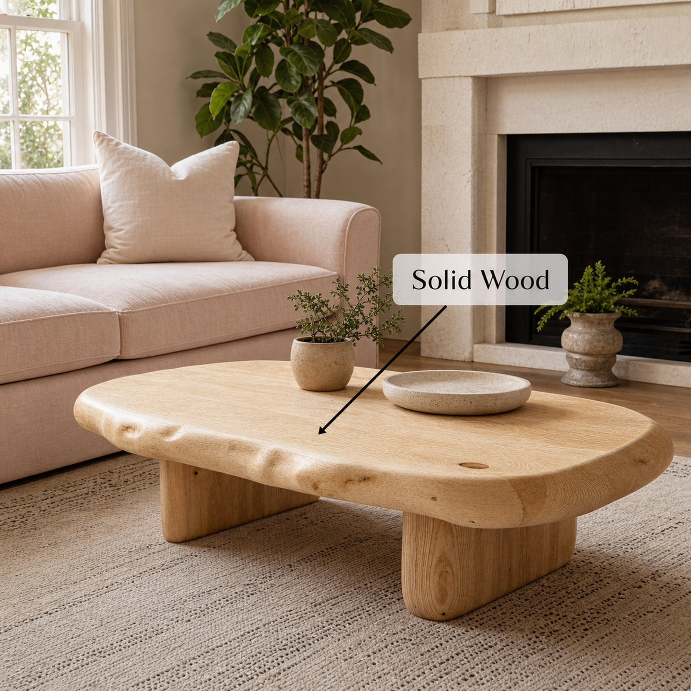 Natural Wood Coffee Table Low Coffee Table - product view 6