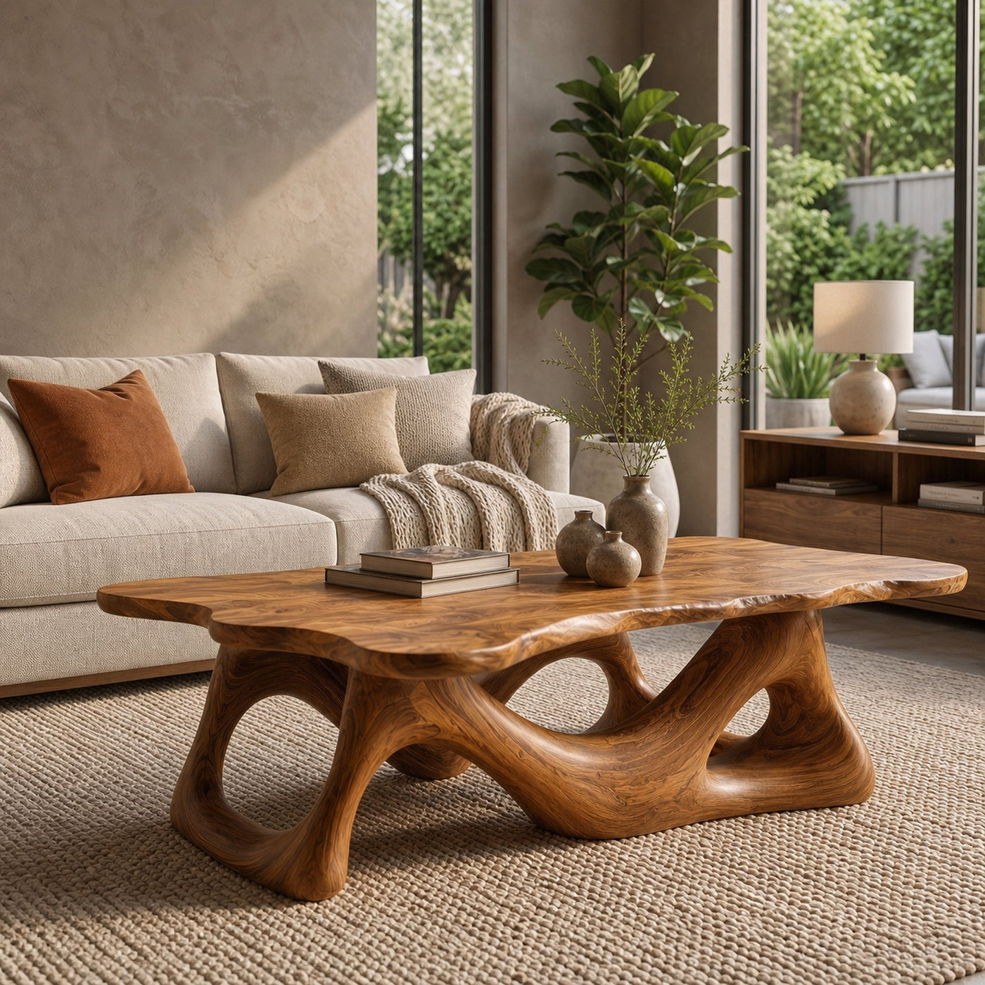 Nature Inspired Coffee Table Sculptural Ring Base For Living Room - product view 6