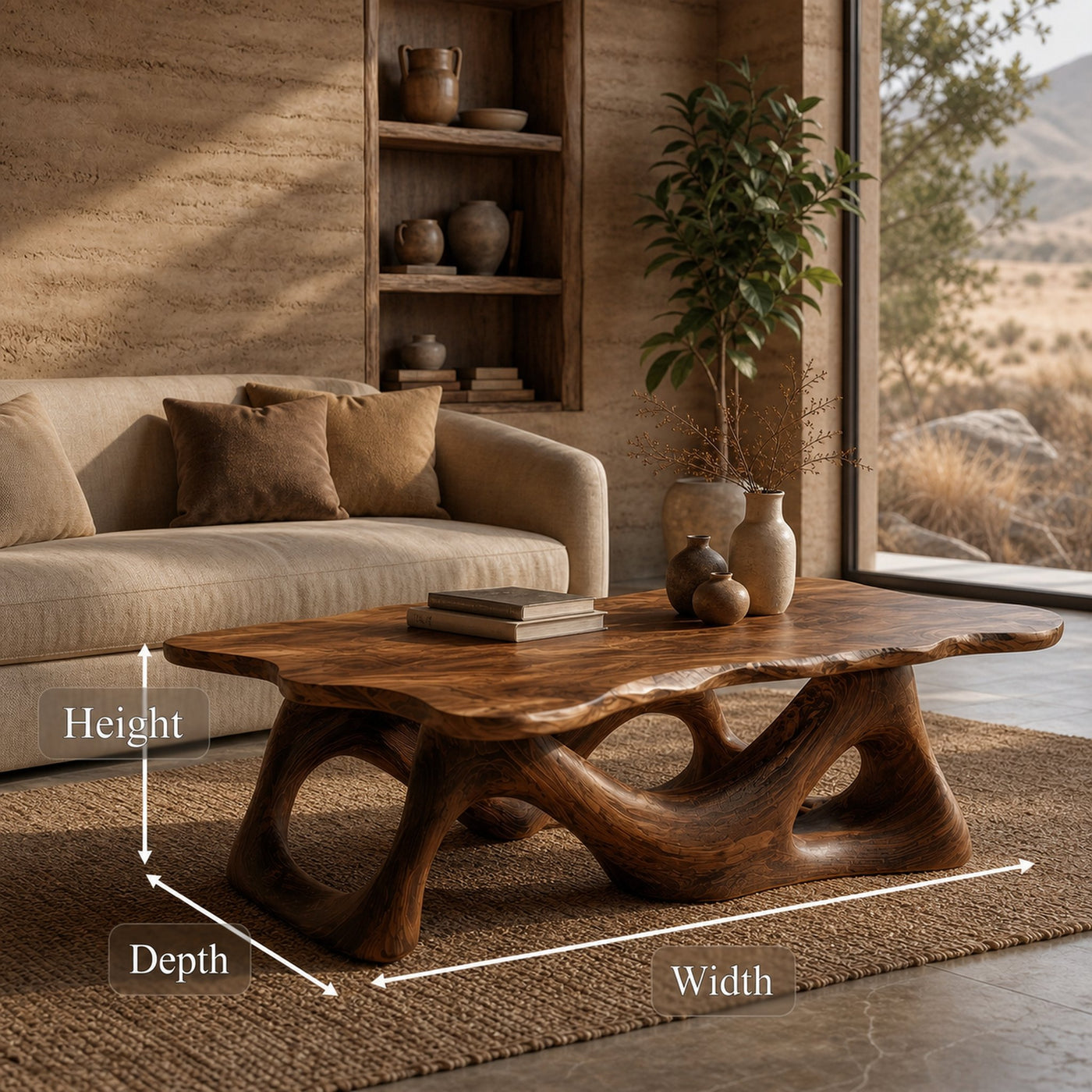 Nature Inspired Coffee Table Sculptural Ring Base For Living Room - product view 8