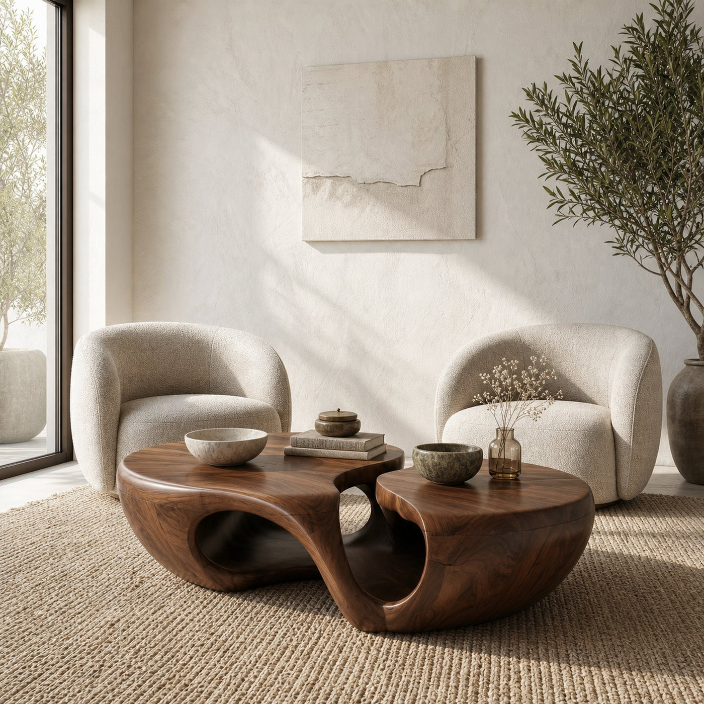 Nature Inspired Coffee Table With Artistic Open Base Design For Living Room - product view 7