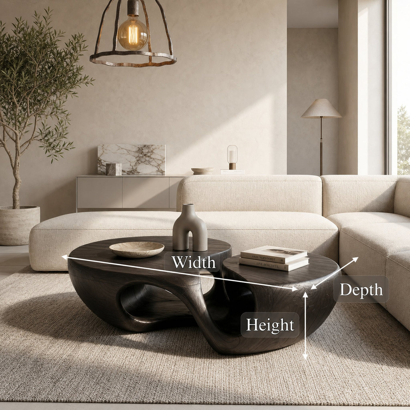 Nature Inspired Coffee Table With Artistic Open Base Design For Living Room - product view 8