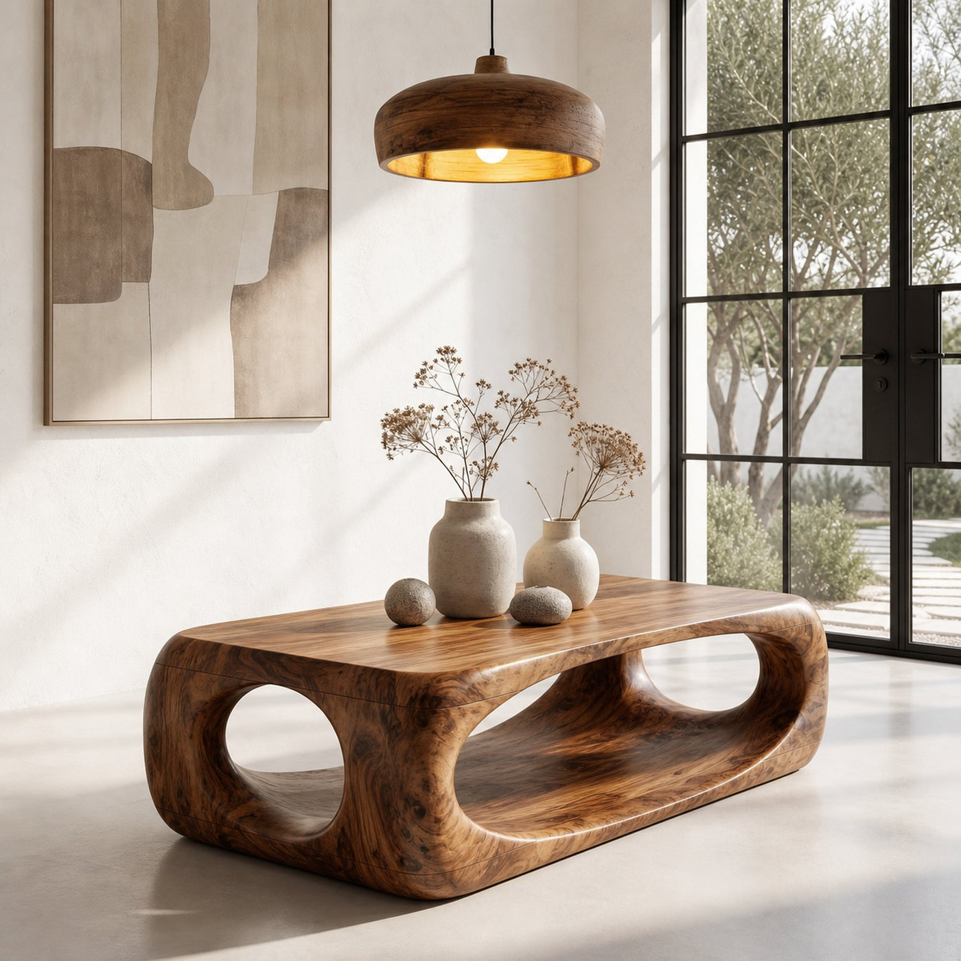 Nature Inspired Coffee Table With Flowing Open Form Base For Living Room - product view 6