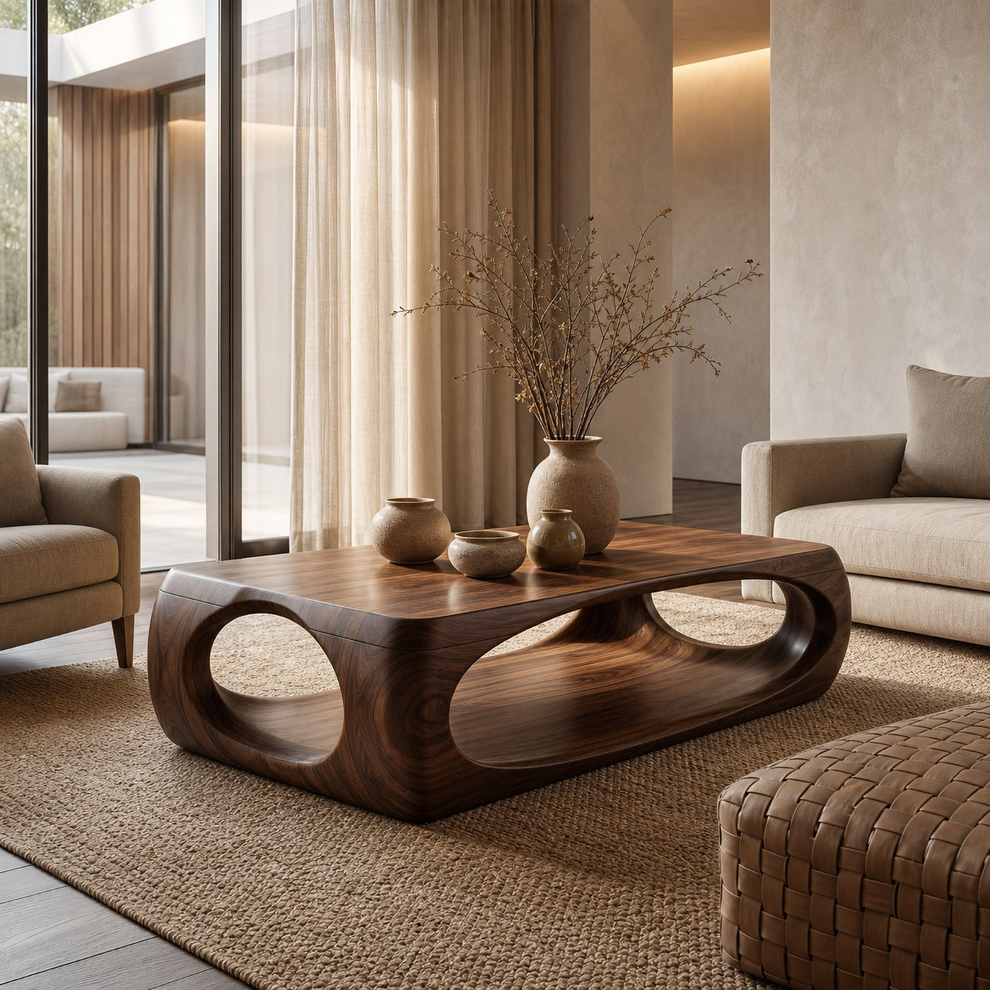 Nature Inspired Coffee Table With Flowing Open Form Base For Living Room - product view 7