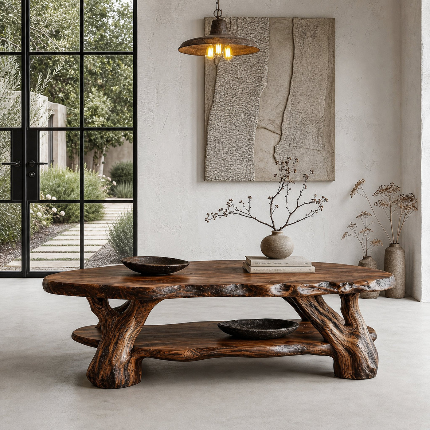 Nature Inspired Coffee Table With Sculptural Root Wood Design For Living Room