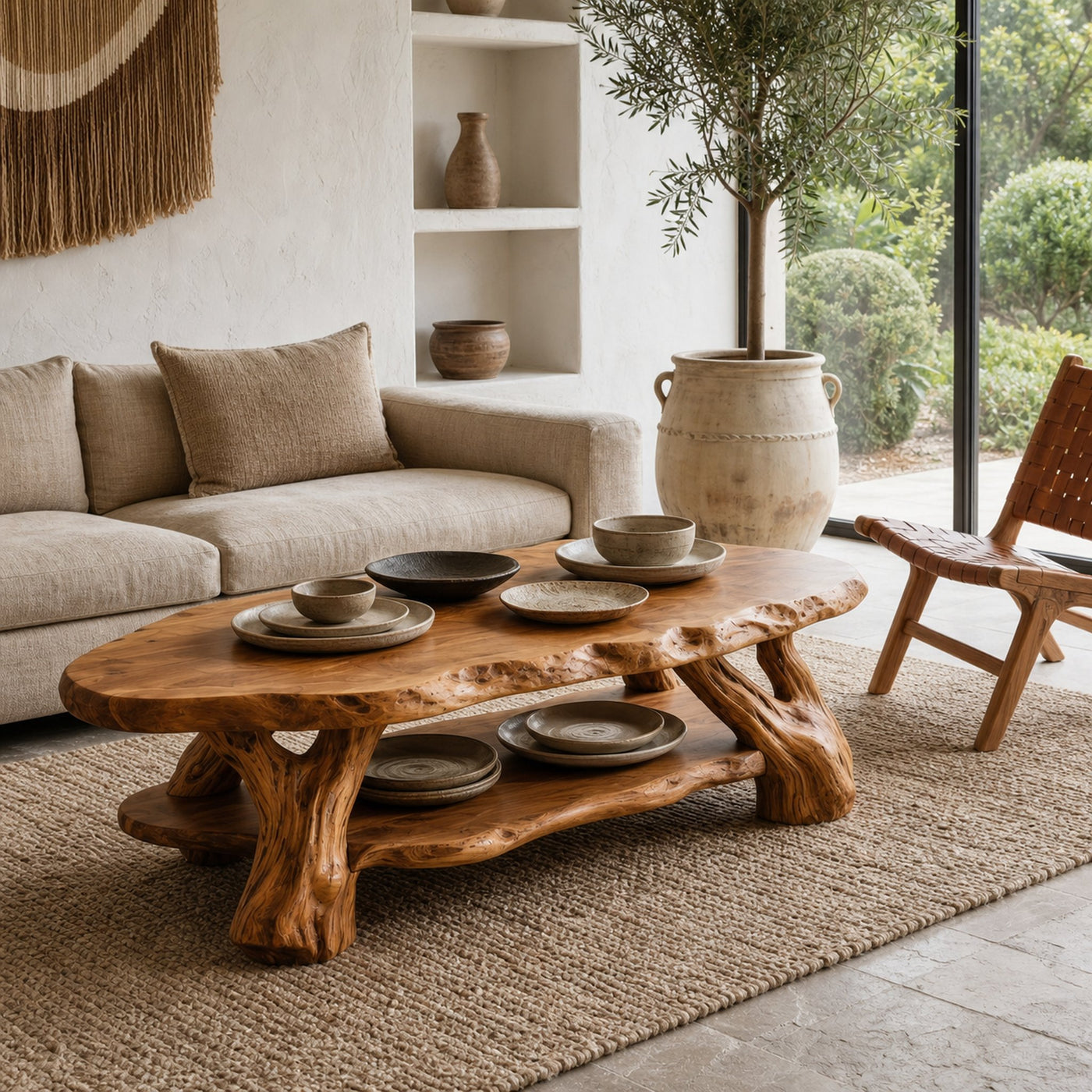 Nature Inspired Coffee Table With Sculptural Root Wood Design For Living Room - product view 6