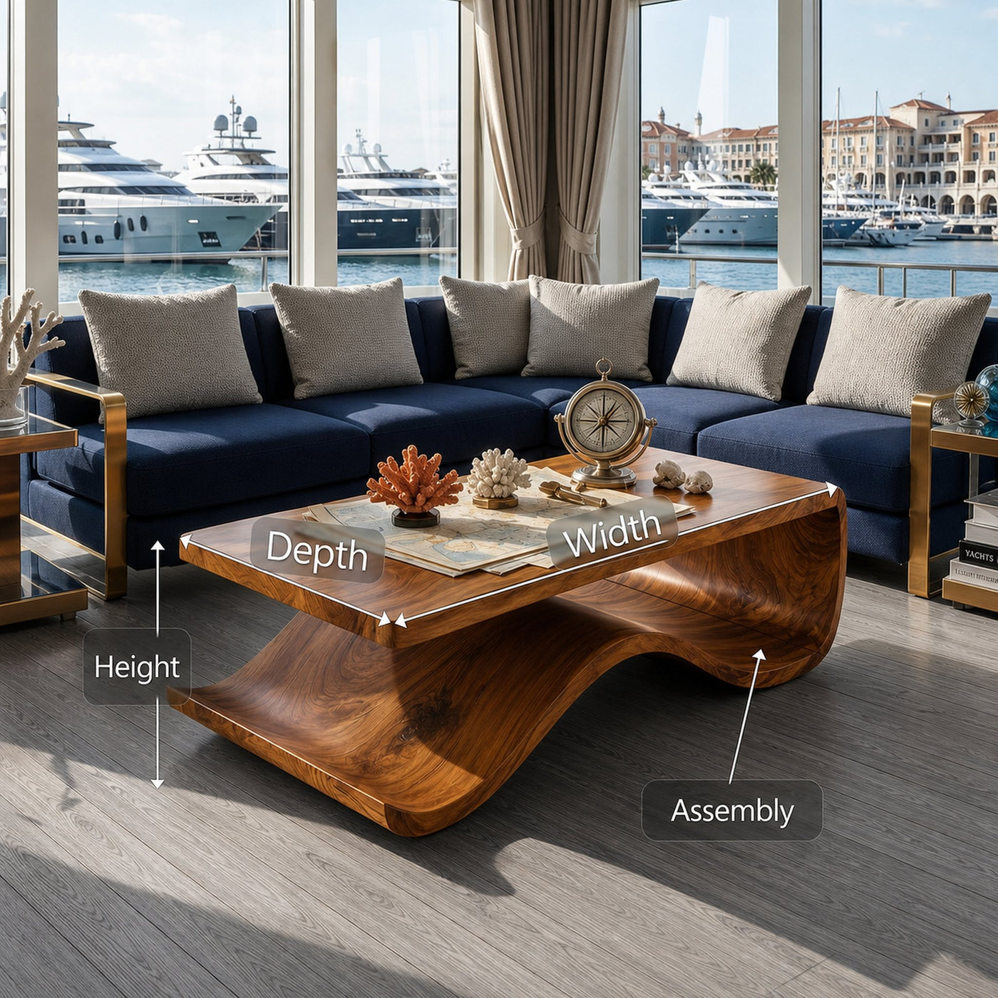 Nautical Coffee Table For Marina Living Room - product view 8