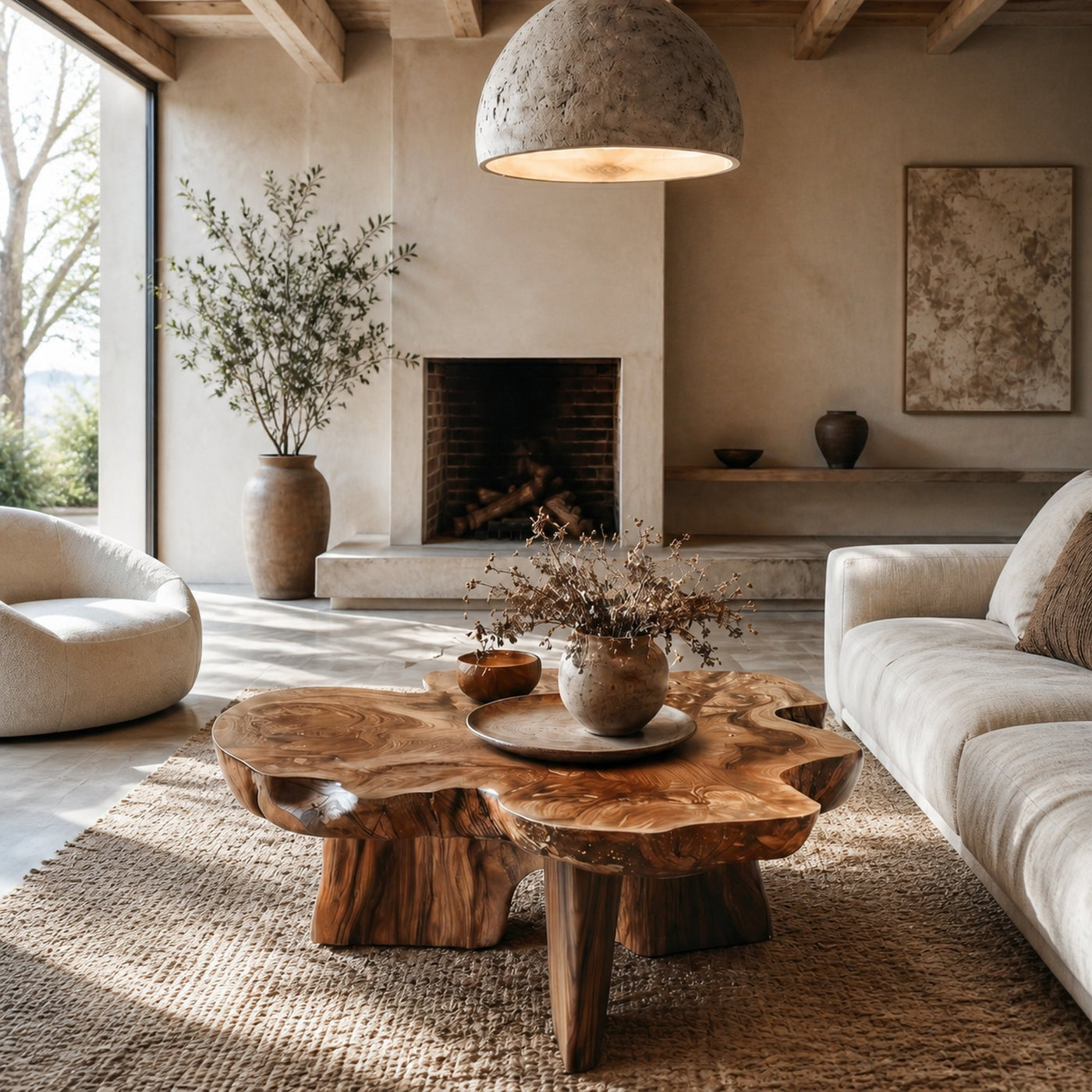 Organic Coffee Table Sculptural Wood Base For Living Room - product view 6