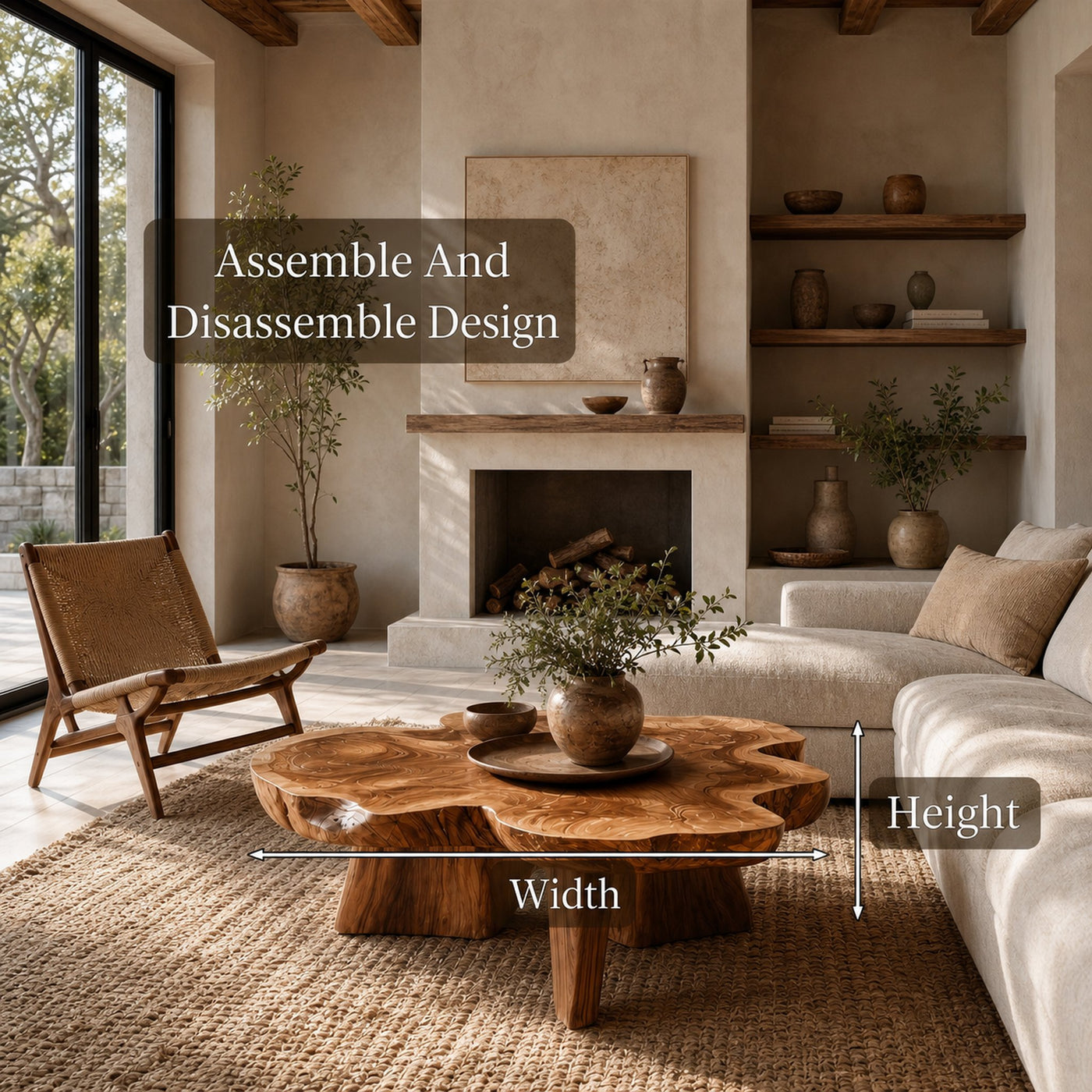 Organic Coffee Table Sculptural Wood Base For Living Room - product view 8