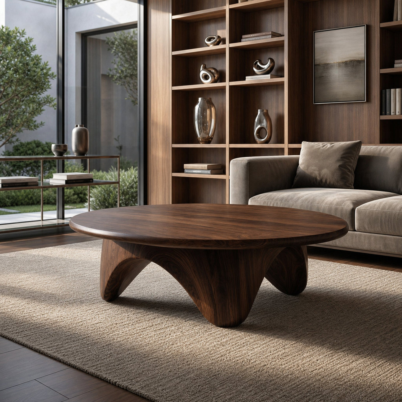Organic Coffee Table With Carved Base For Living Room - product view 7