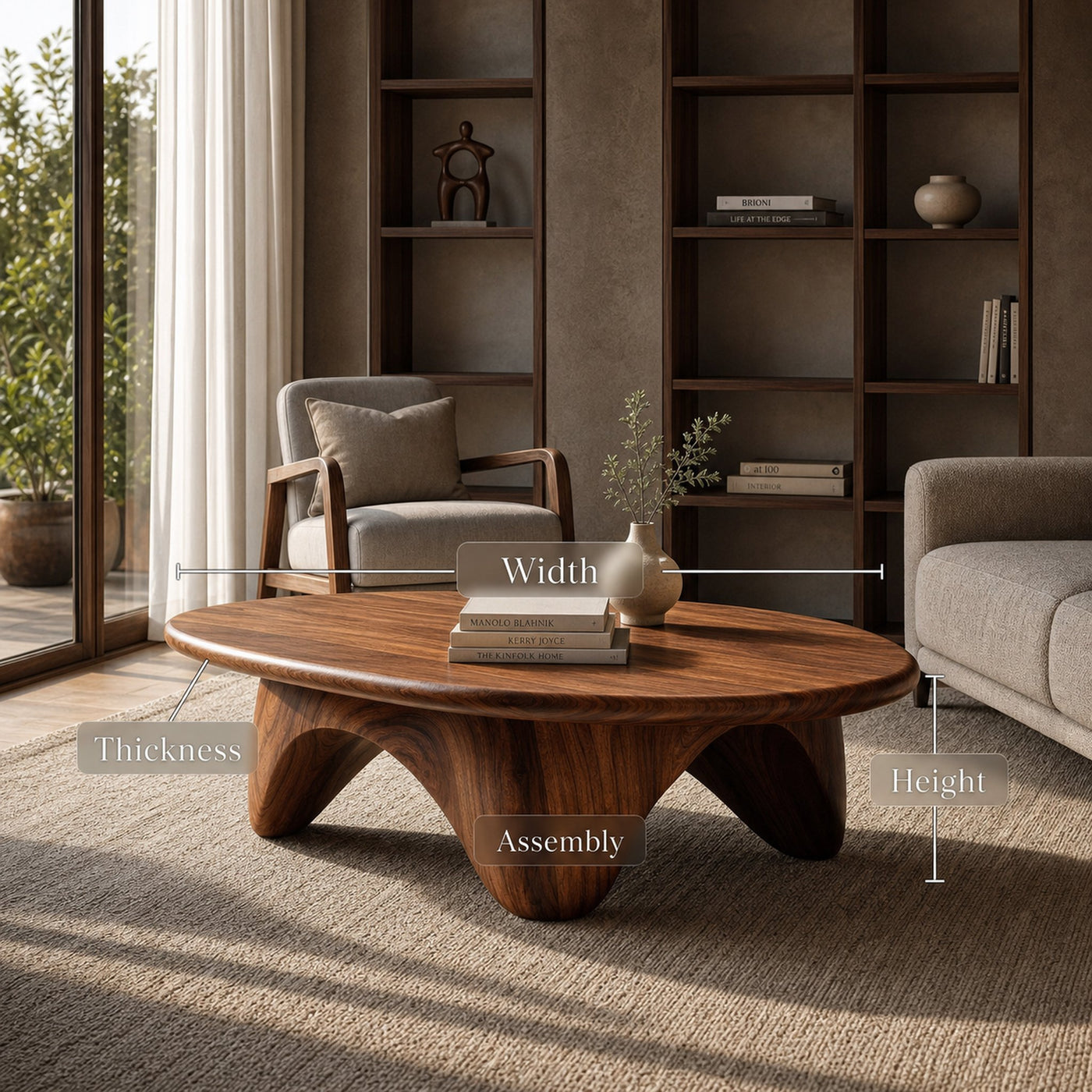 Organic Coffee Table With Carved Base For Living Room - product view 8
