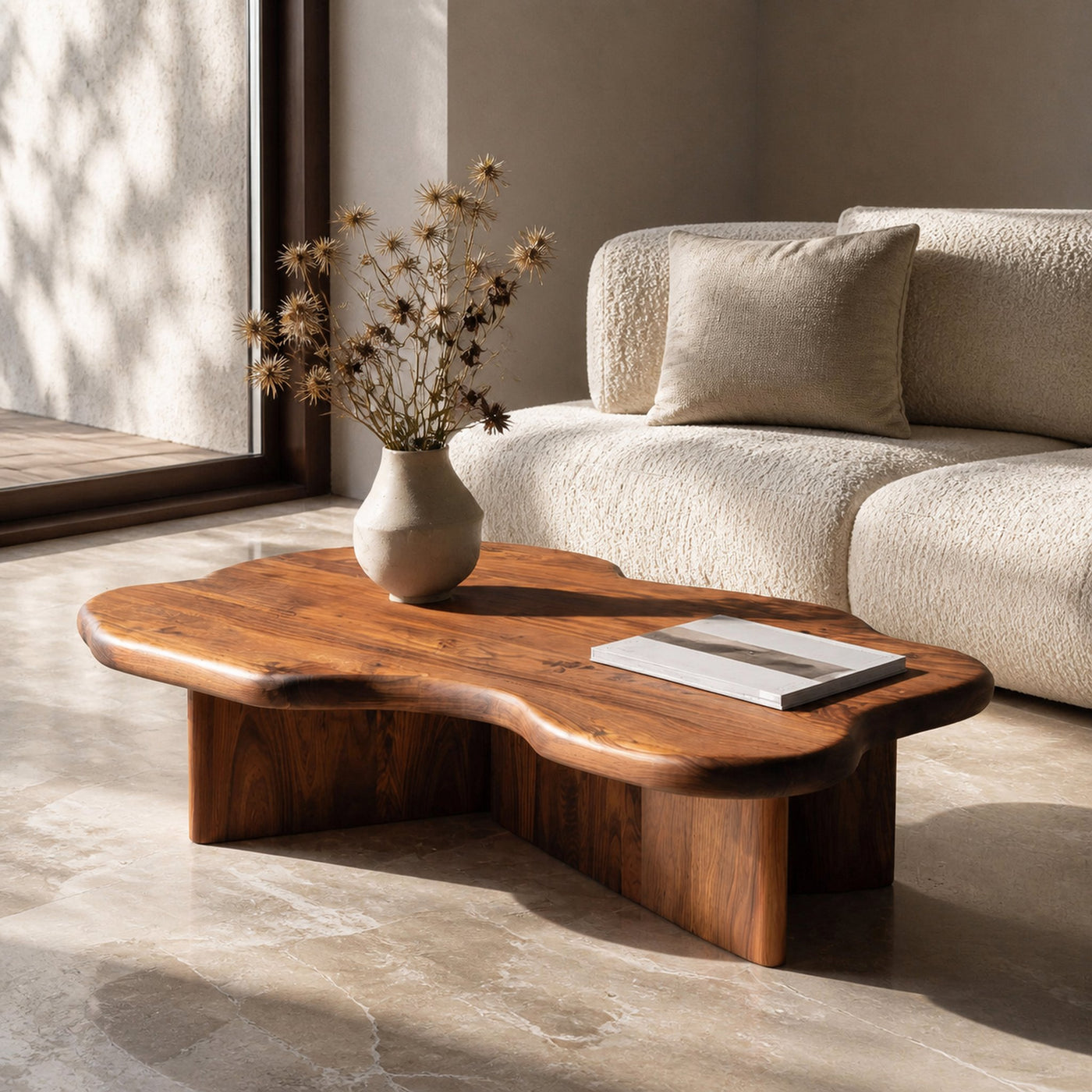 Organic Coffee Table With Cloud Shaped Tabletop For Home Decor