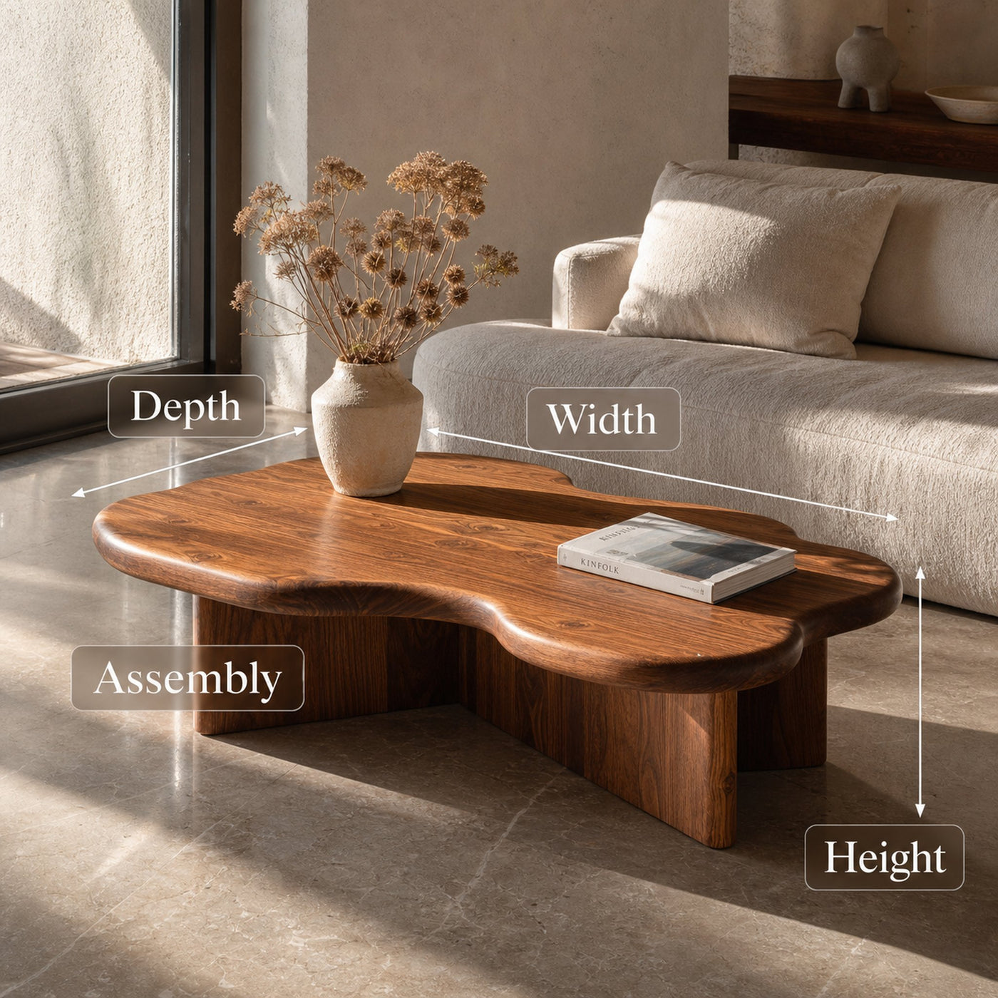 Organic Coffee Table With Cloud Shaped Tabletop For Home Decor - product view 8