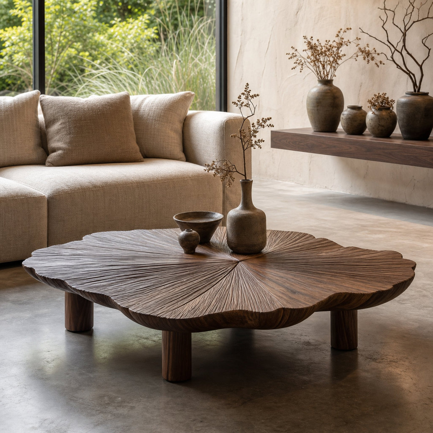 Organic Coffee Table With Hand Carved Solid Wood Design For Living Room - product view 7