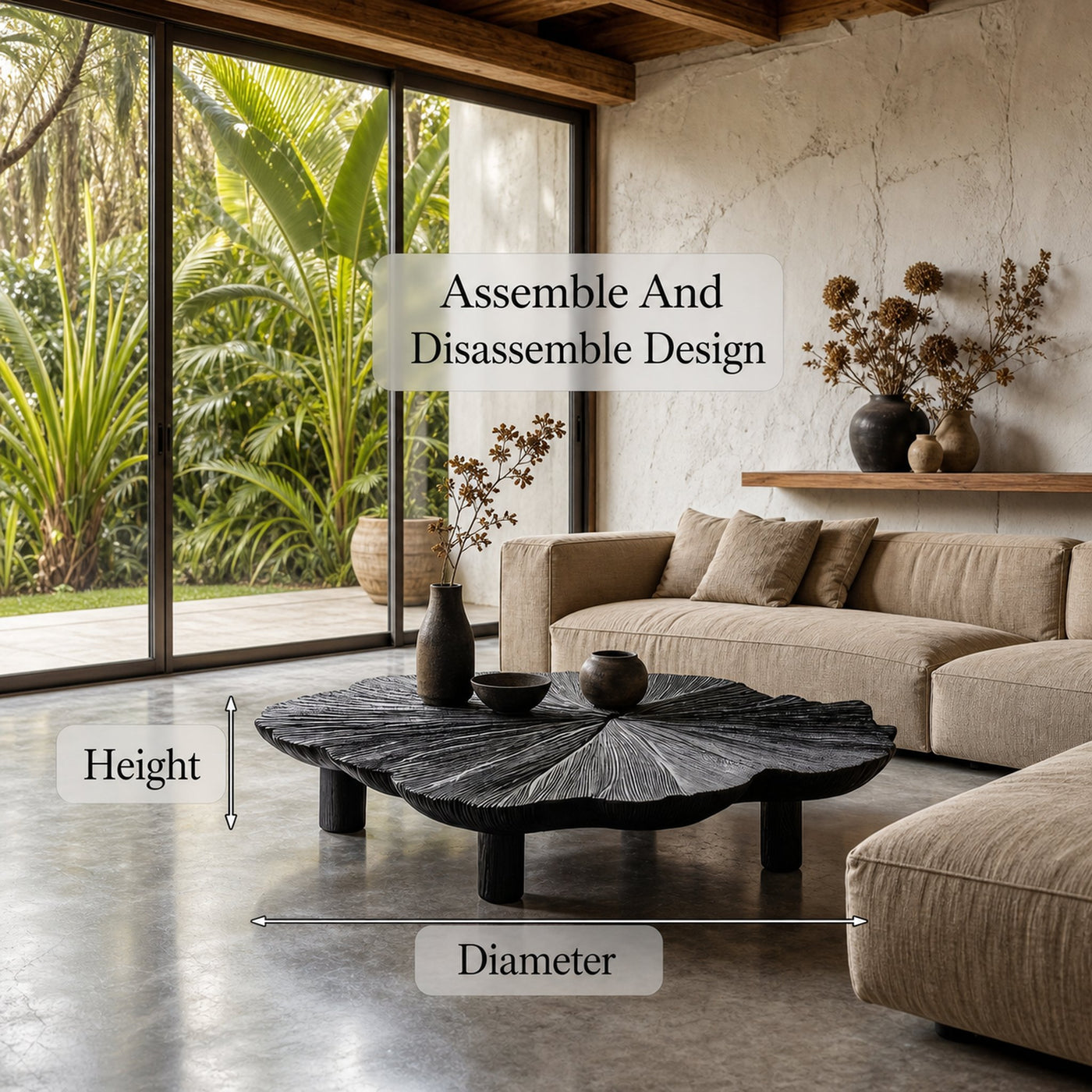Organic Coffee Table With Hand Carved Solid Wood Design For Living Room - product view 8
