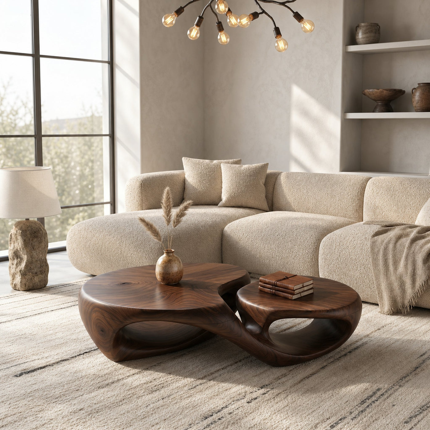 Organic Coffee Table With Sculptural Hollow Design For Living Room - product view 2