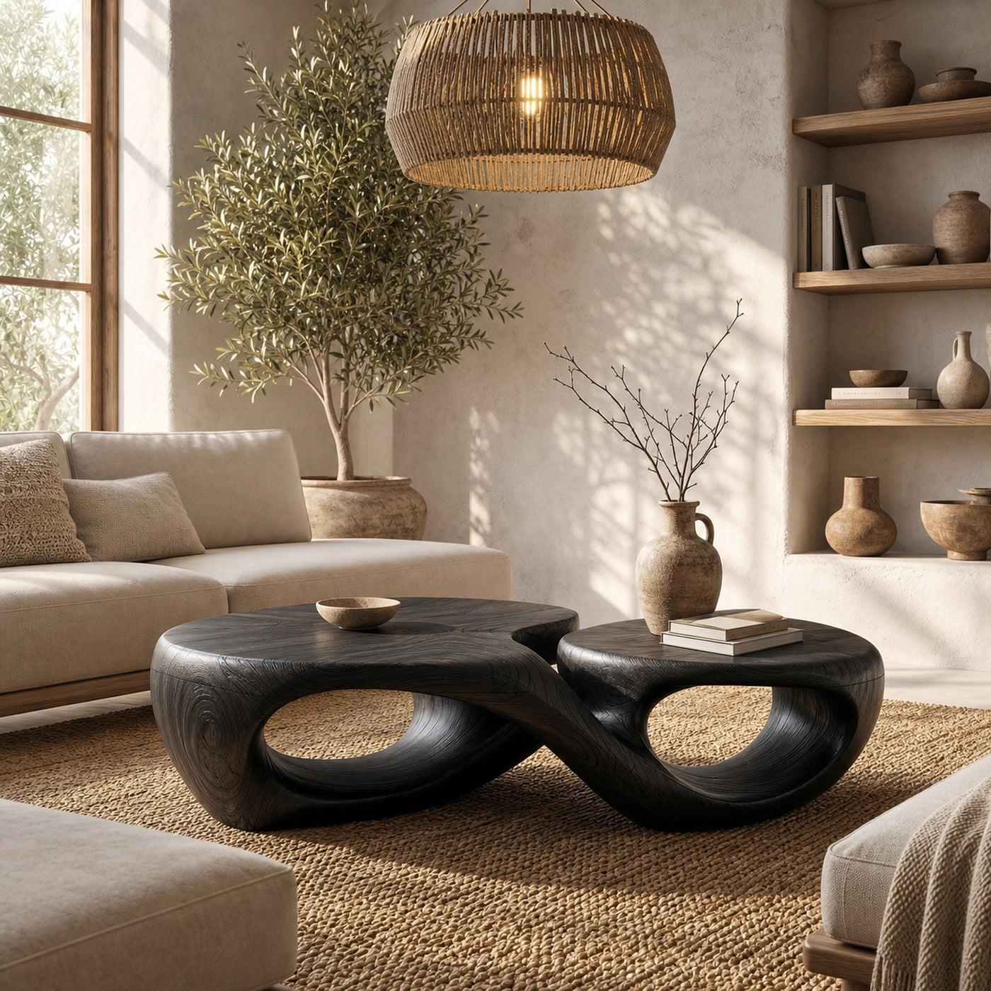 Organic Coffee Table With Sculptural Hollow Design For Living Room - product view 4
