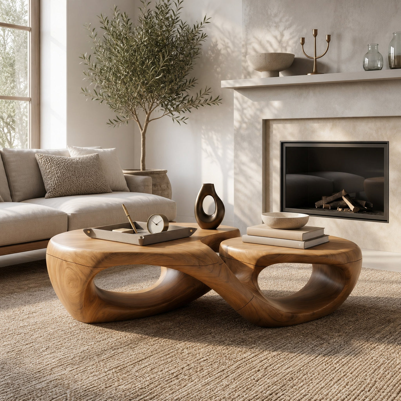 Organic Coffee Table With Sculptural Hollow Design For Living Room - product view 5