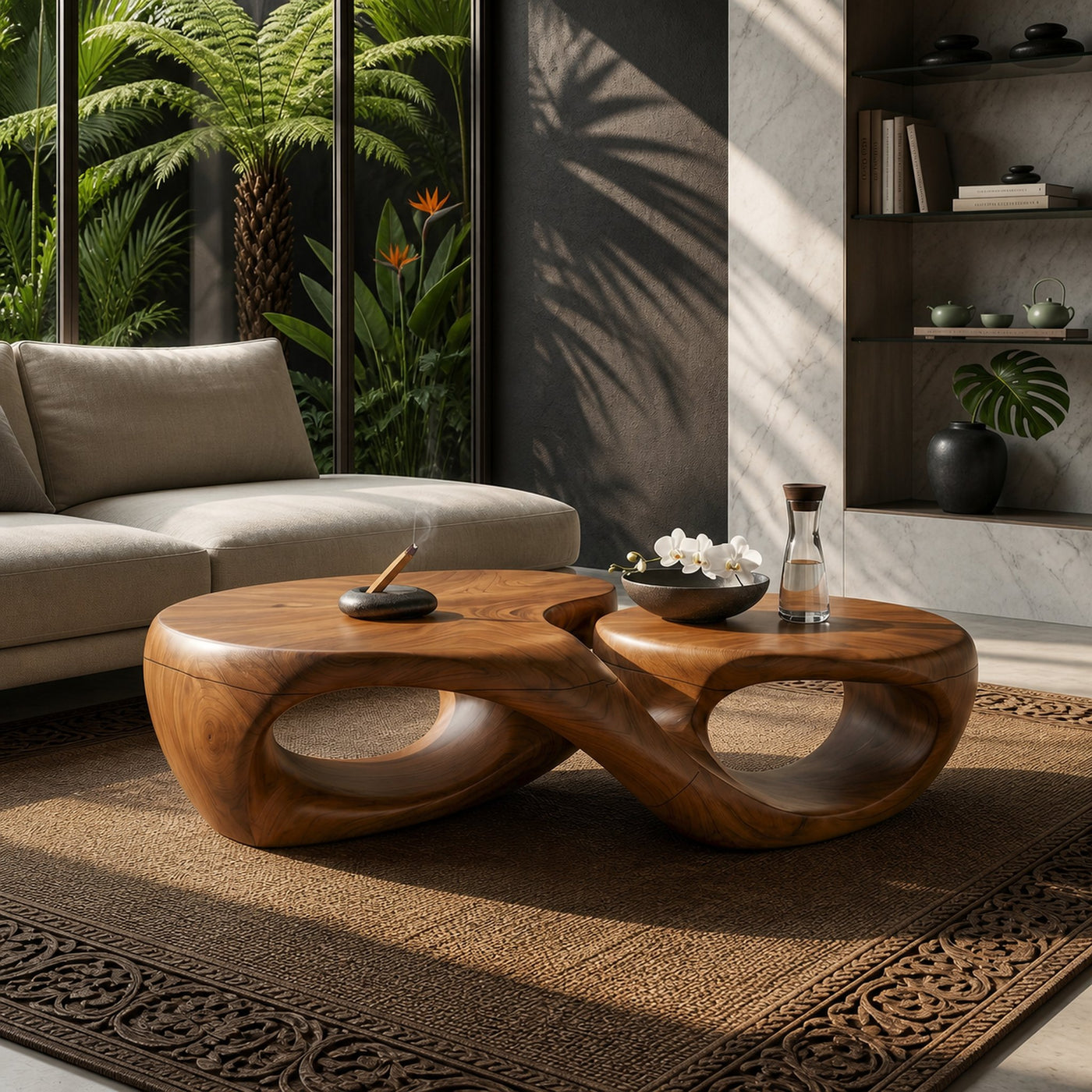 Organic Coffee Table With Sculptural Hollow Design For Living Room - product view 6