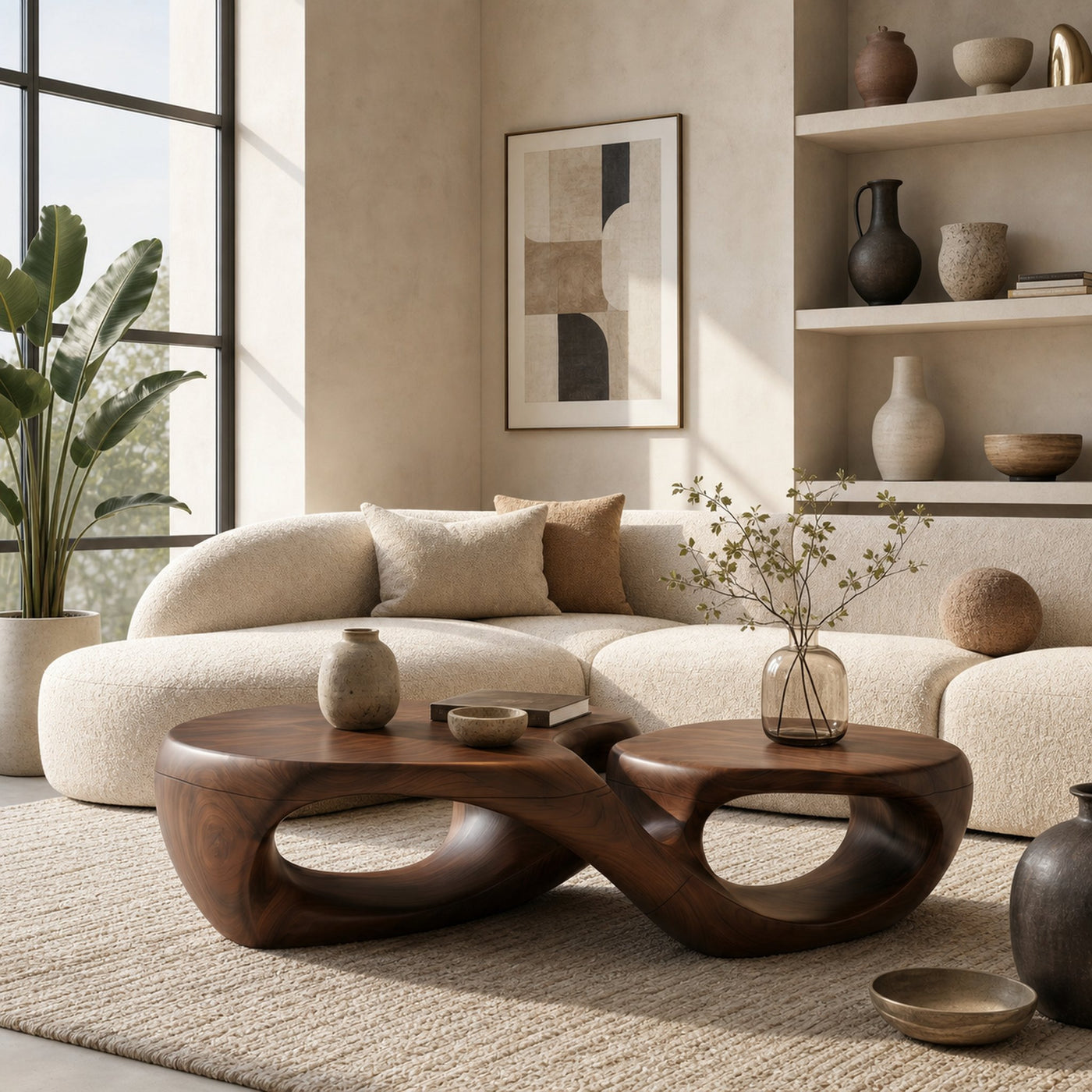 Organic Coffee Table With Sculptural Hollow Design For Living Room - product view 7