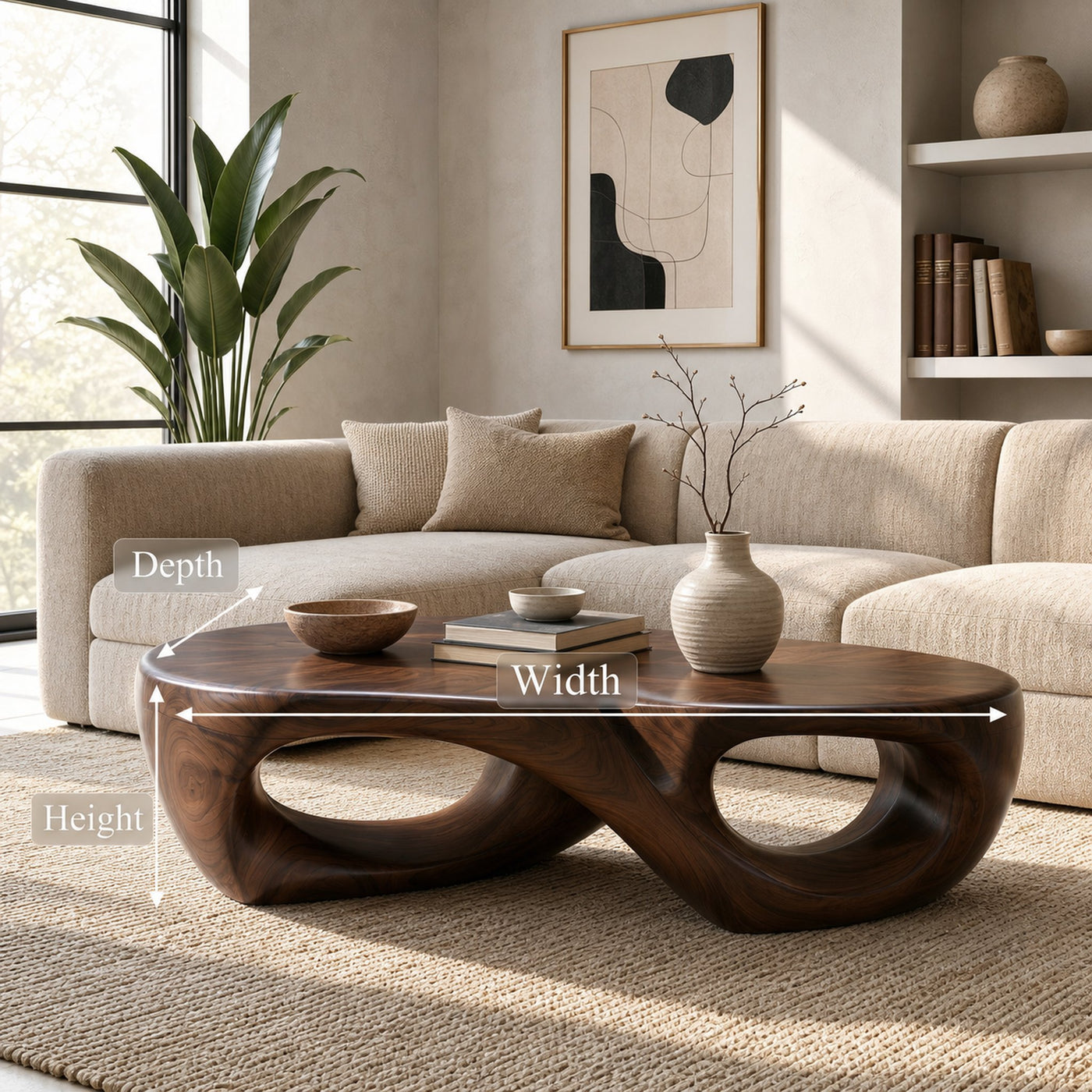 Organic Coffee Table With Sculptural Hollow Design For Living Room - product view 8