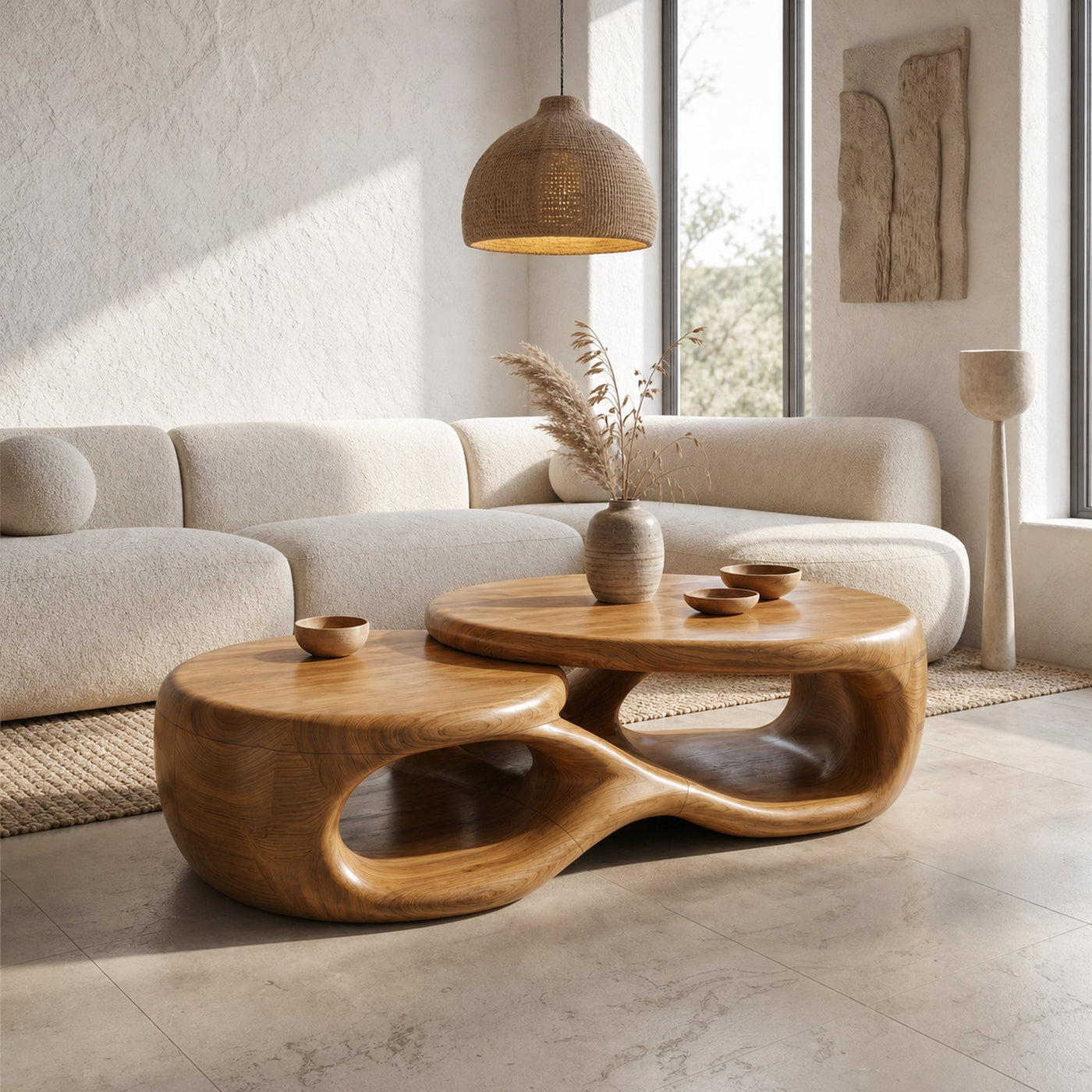 Organic Coffee Table With Sculptural Open Form Design For Living Room