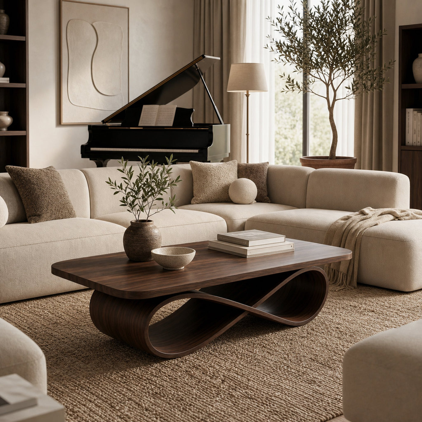 Organic Coffee Table With Twisted Ribbon Base For Luxury Interior - product view 7