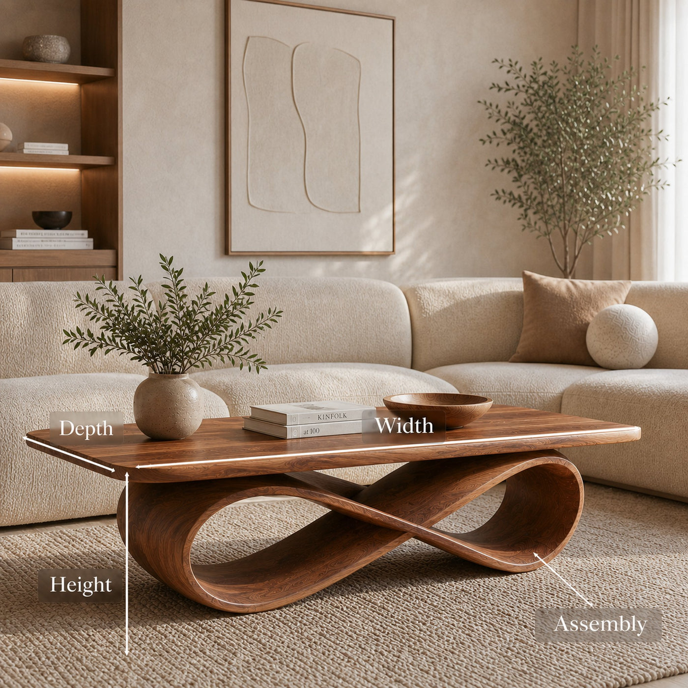 Organic Coffee Table With Twisted Ribbon Base For Luxury Interior - product view 8
