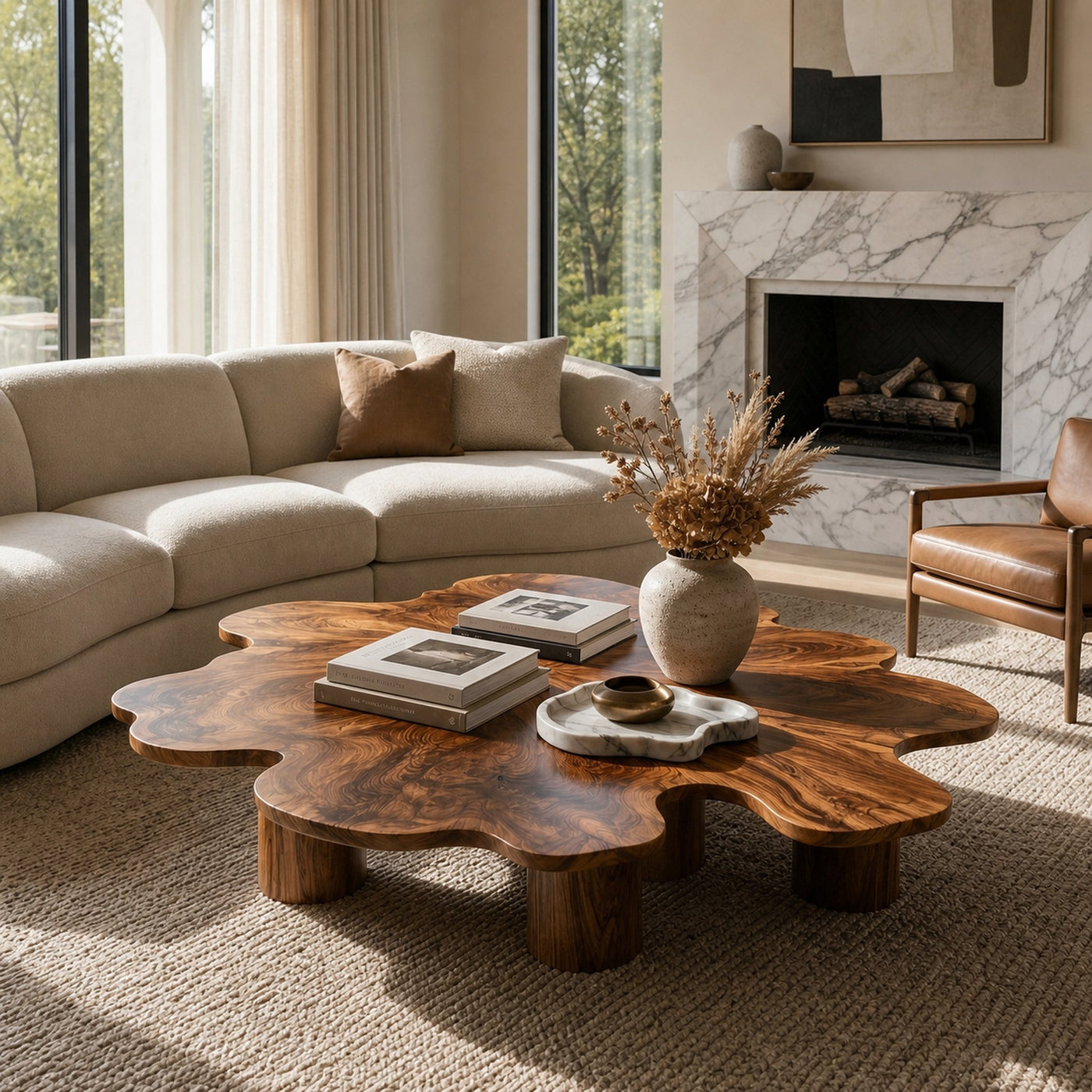 Organic Live Edge Coffee Table For Contemporary Home - product view 6