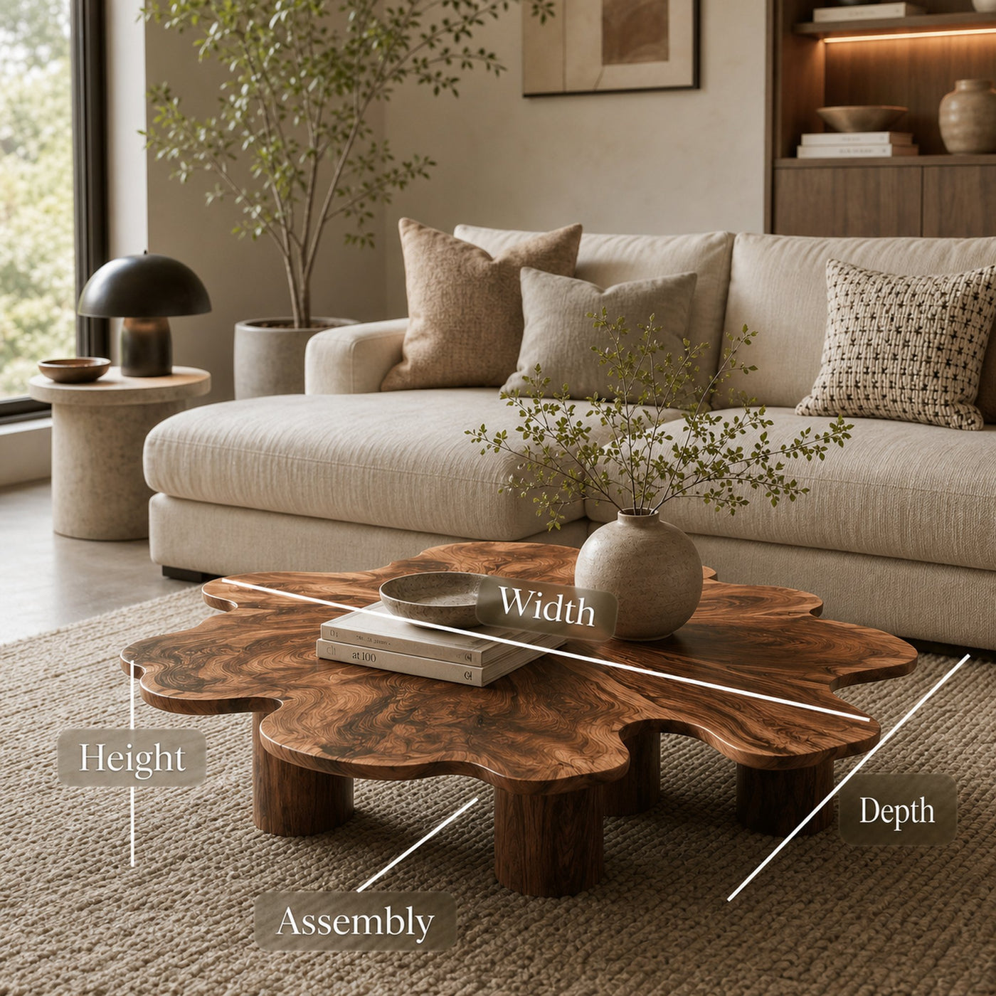 Organic Live Edge Coffee Table For Contemporary Home - product view 8