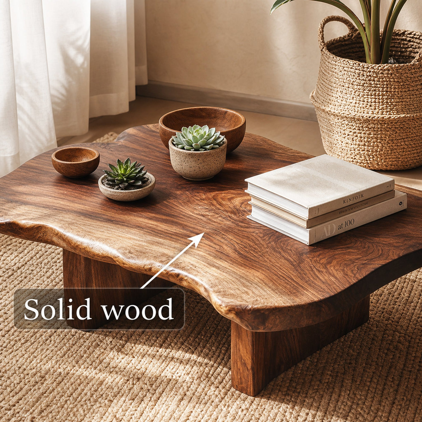 Organic Live Edge Coffee Table For Living Room And Lounge - product view 4