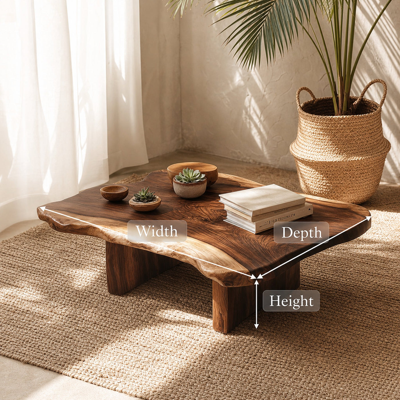 Organic Live Edge Coffee Table For Living Room And Lounge - product view 5